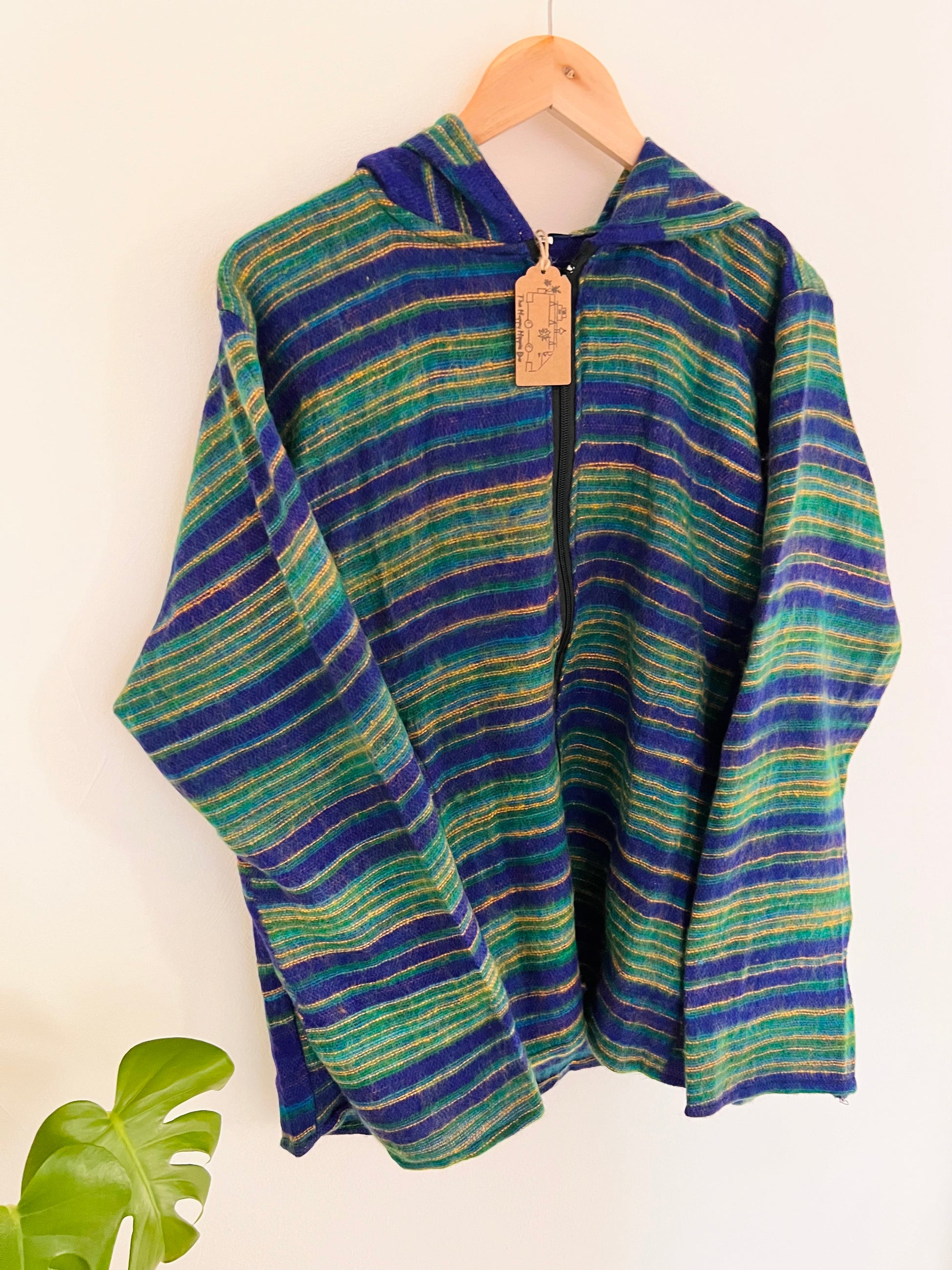Fair trade fashion Oversized striped boho hippie hoodie 