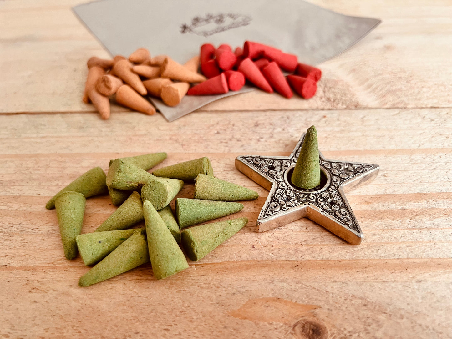 Festive winter autumn incense cones Christmas home fragrance Apple Cinnamon Orange Cinnamon Frankincense myrrh Indian incense Handmade fair trade ethical