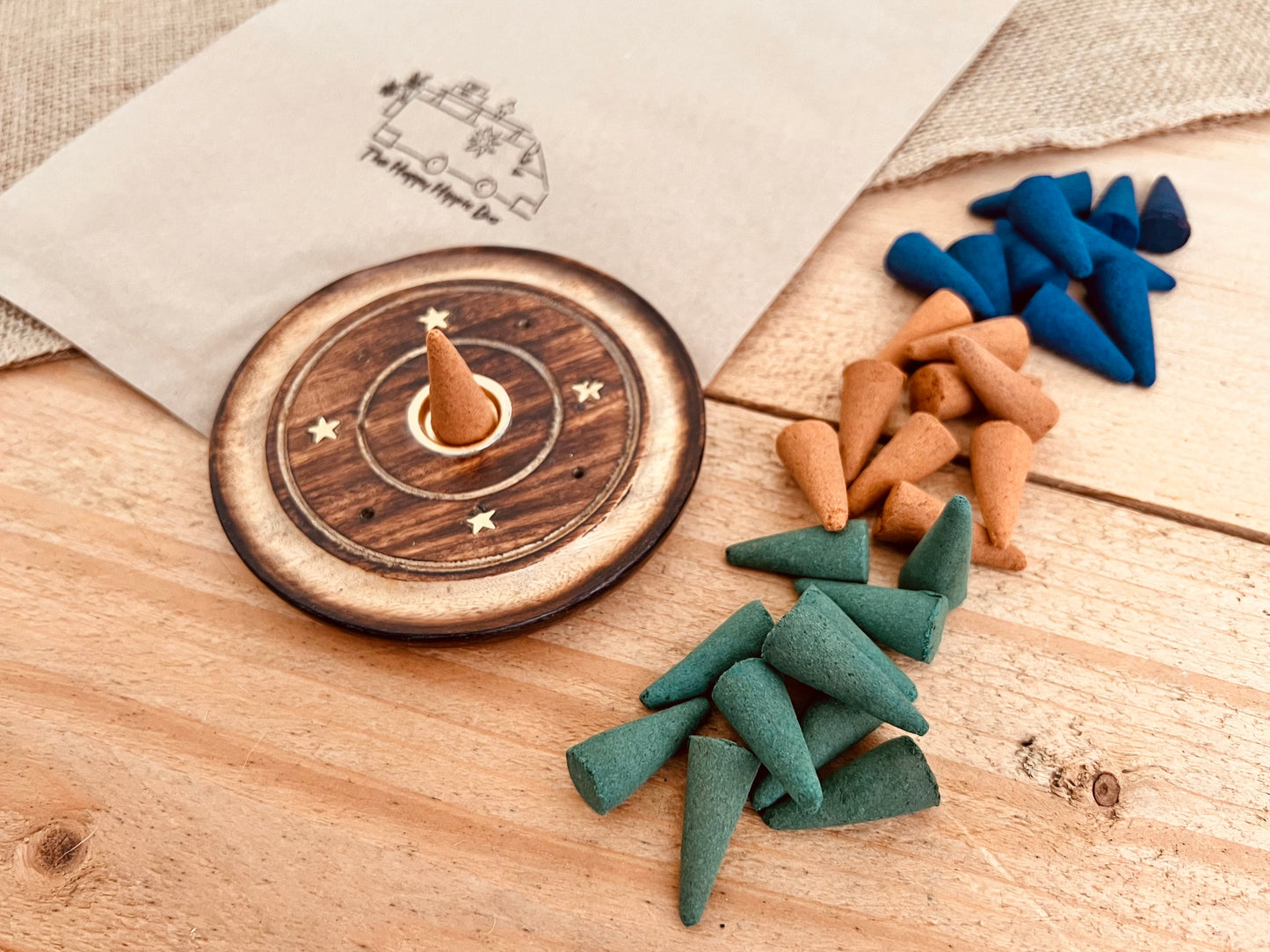 handmade fair trade ethically sourced incense cones for meditation mindfulness yoga practices nag champa Tibetan musk amber incense cones plastic free packaging