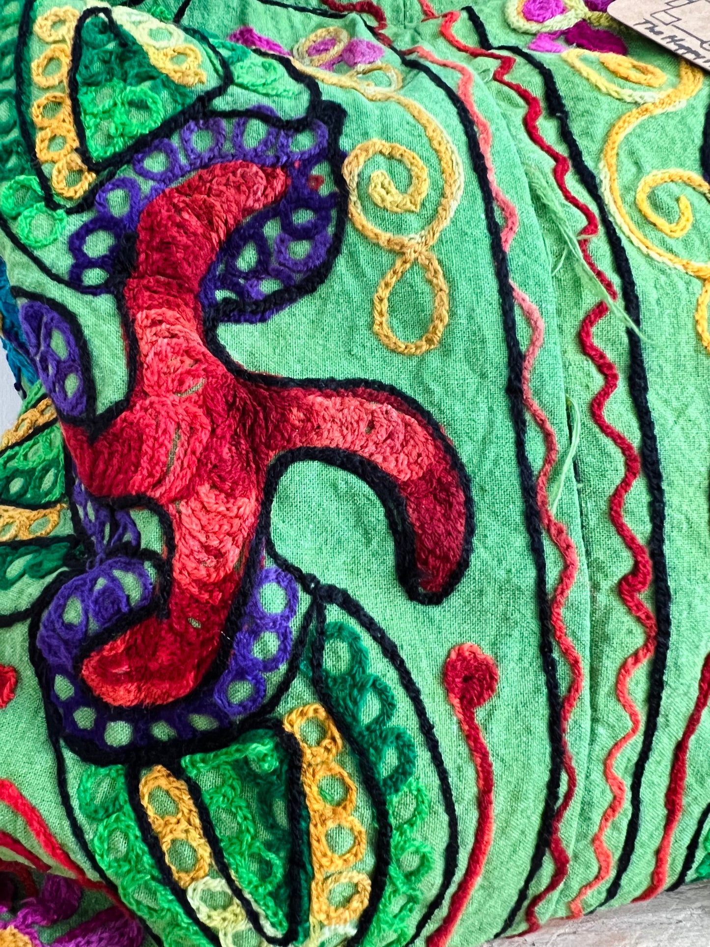 Handmade, Fair Trade, Embroidered, Indian, Elephant, Hippie, Bohemian Shoulder Bag, Green