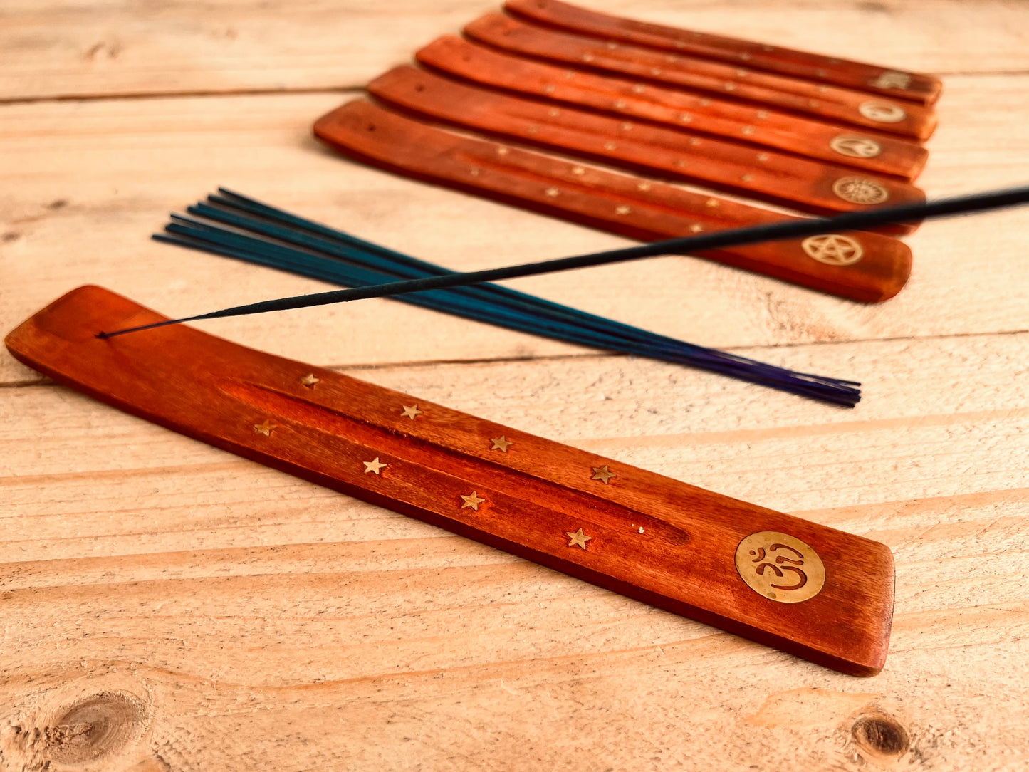 Om meditation Mango wood incense holder incense burner ash catcher joss stick incense holder fair trade ethical incense