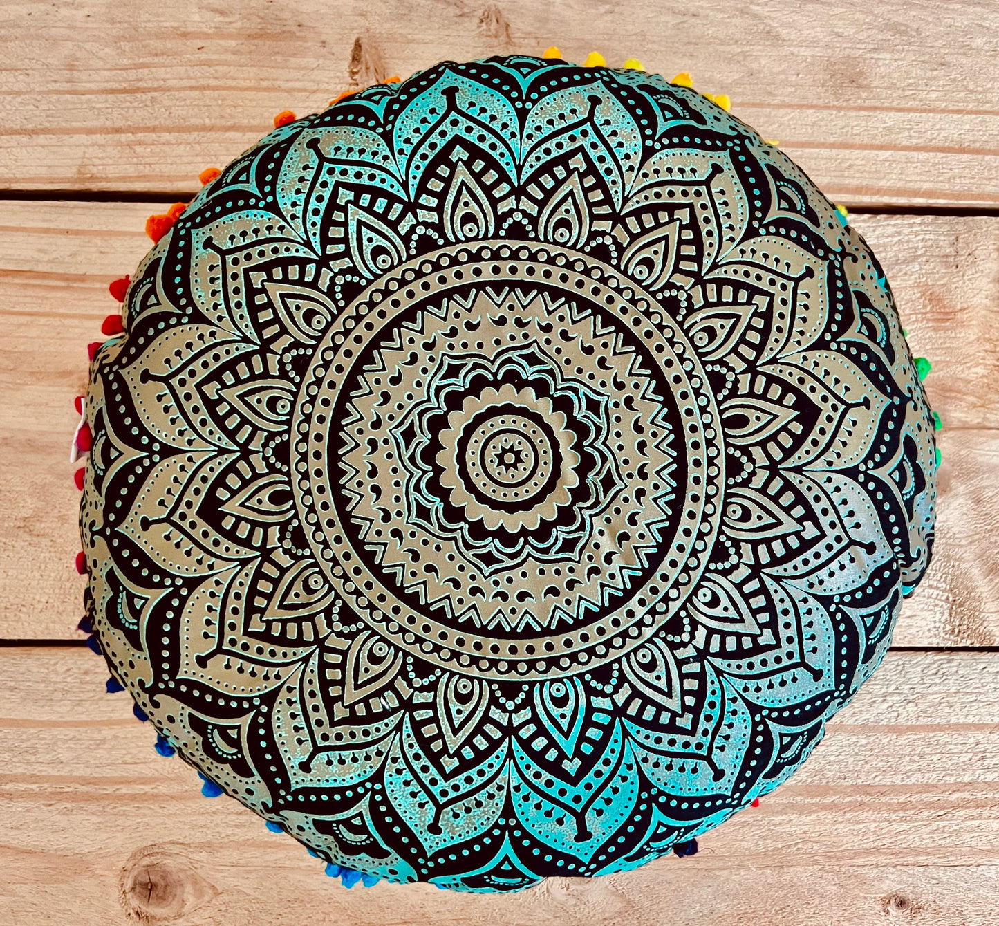 Handmade Fair Trade Round Mandala Print Yoga Meditation Floor Cushion Boho Hippie Home Decor