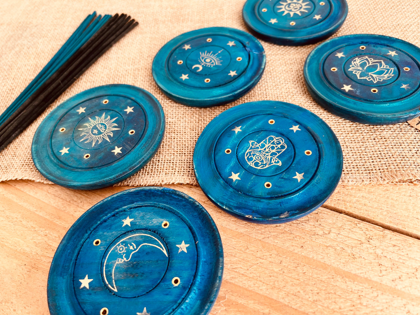 Midnight Blue & Gold Round Boho Incense Holder