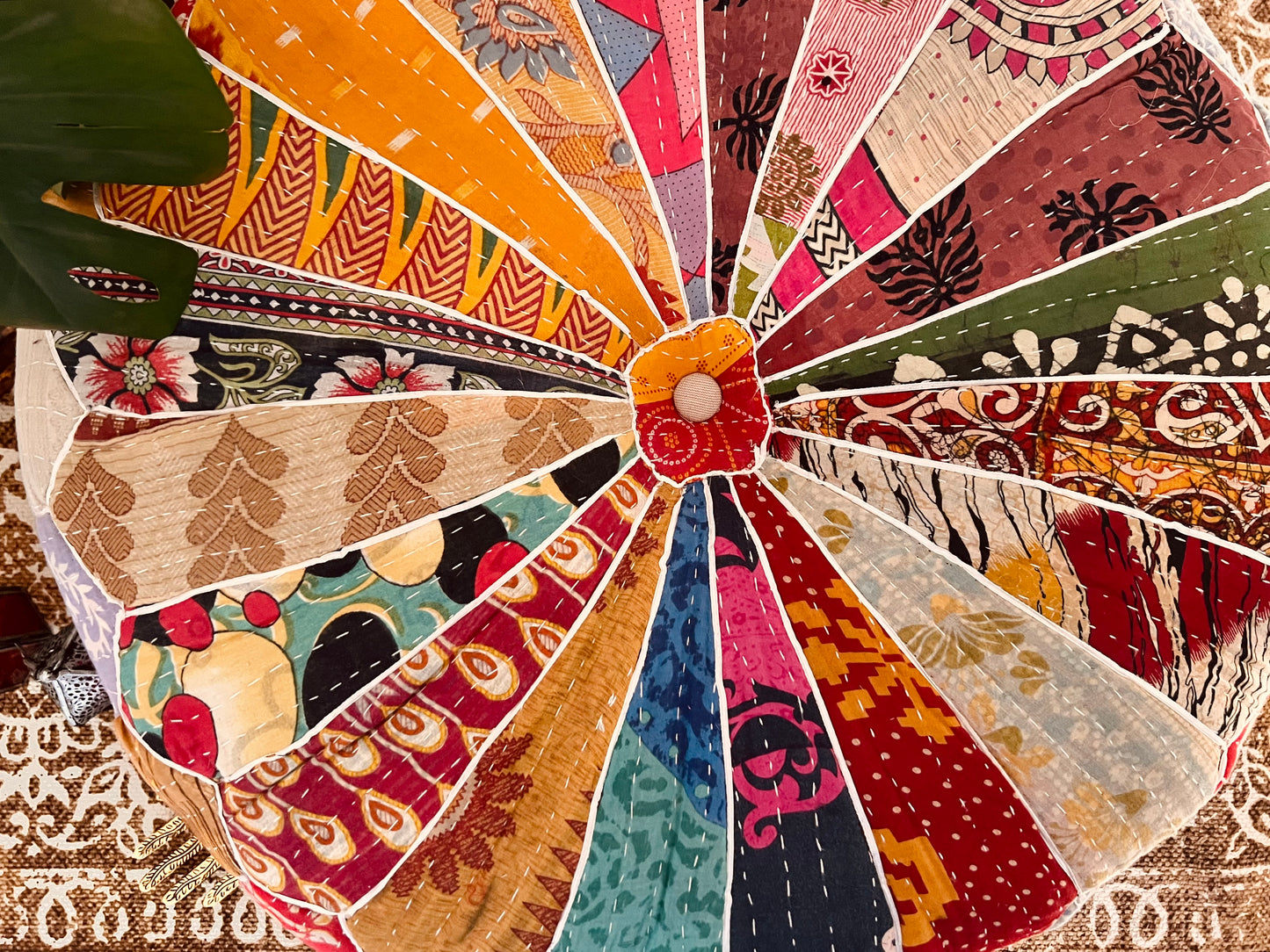 Large fair trade boho footstool pouffe