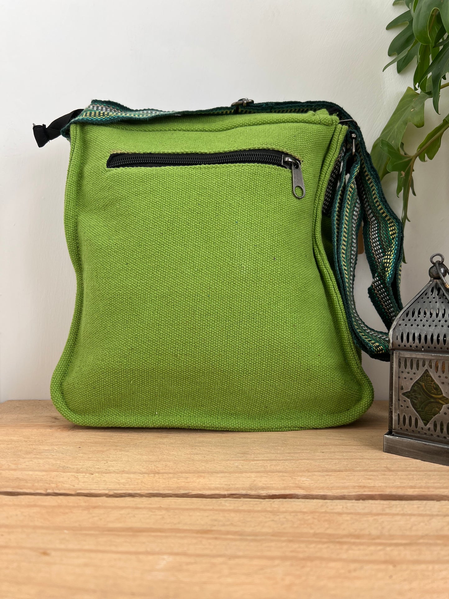 Handmade Fair Trade Ethically Sourced Patchwork Hippie Bohemian Bag Shoulder Lime Green