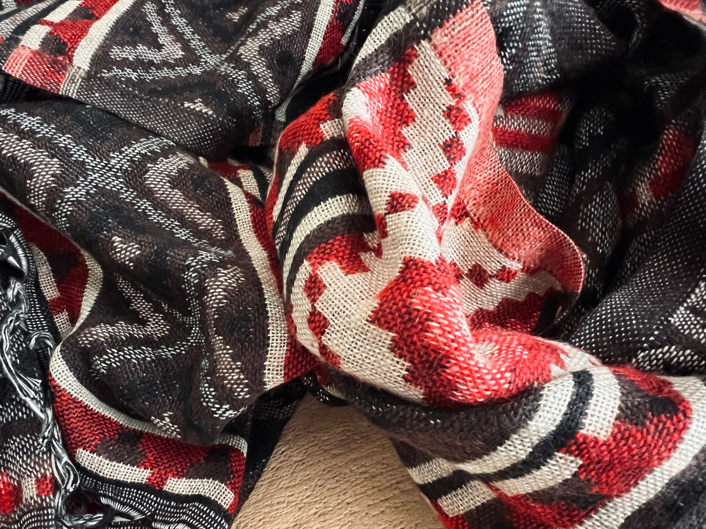 Handmade & Fair Trade Bohemian Charcoal & Ted Tassel Uni Sex Oversized Scarf