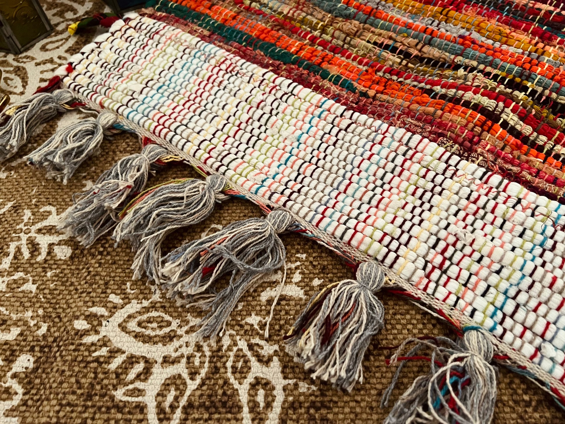 Handmade & Fair Trade Rainbow Rag Rug Bohemian & Hippie Decor Mat 