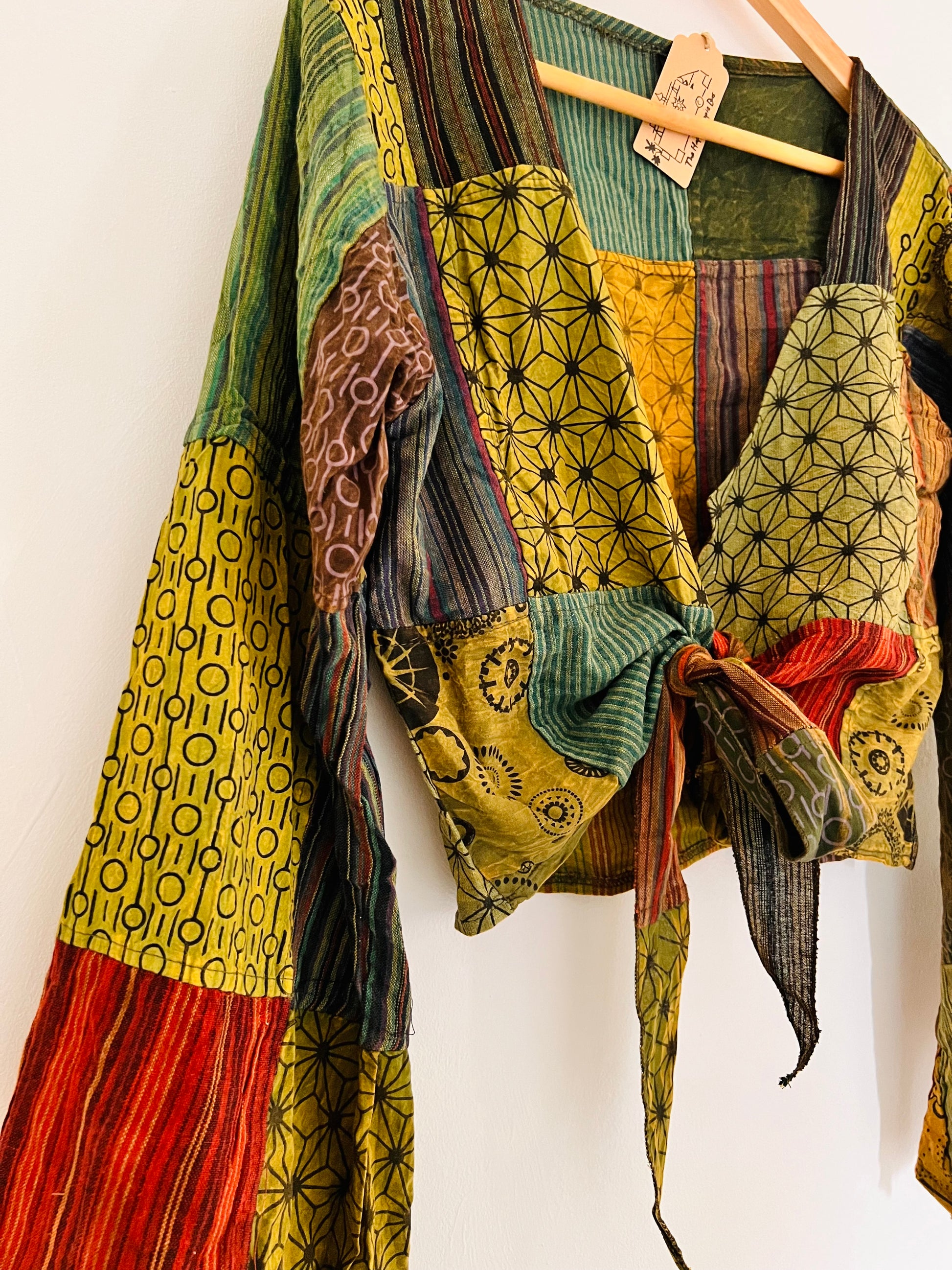 Patchwork boho hippie wrap cropped handmade fair trade fashion top