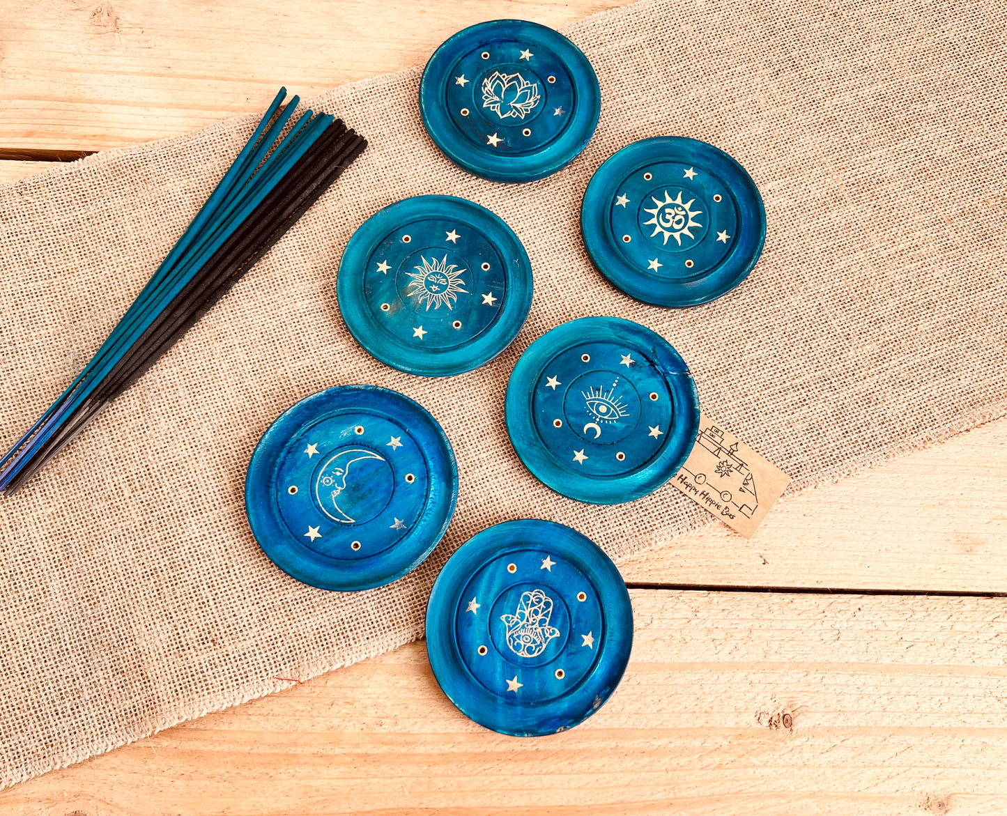 Midnight Blue & Gold Round Boho Incense Holder