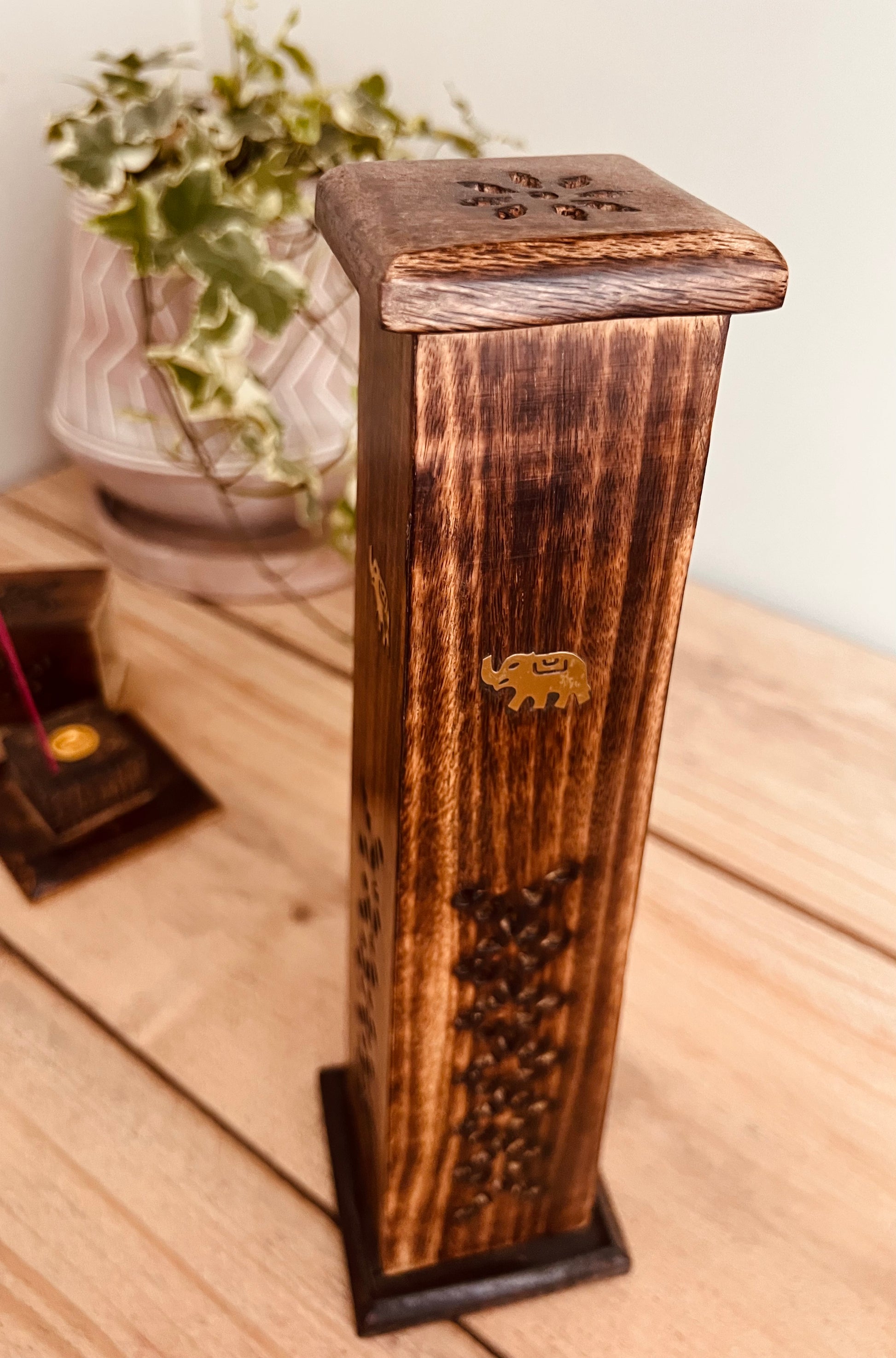 Fairtrade wooden incense holder burner tower