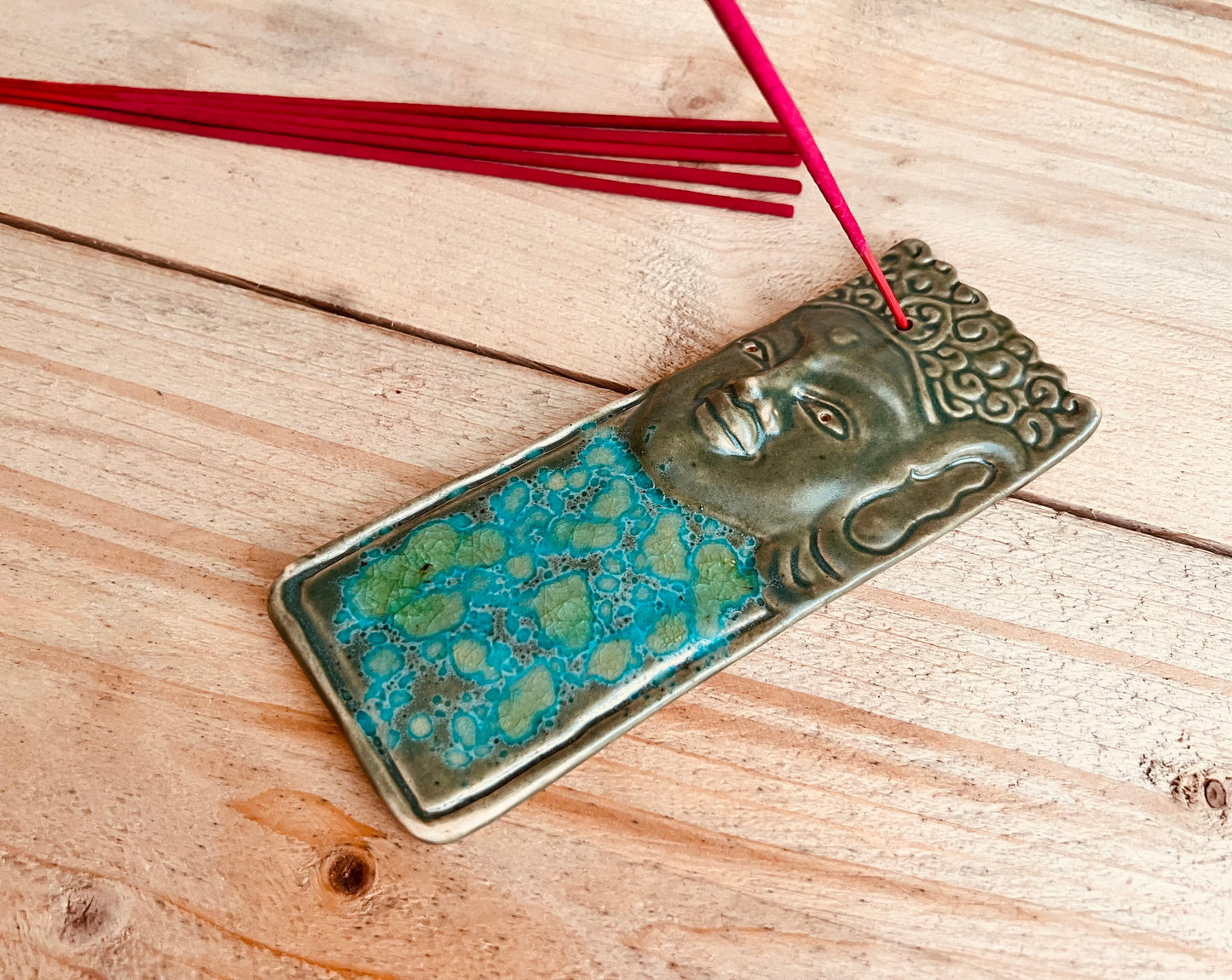 Green turquoise incense burner plate