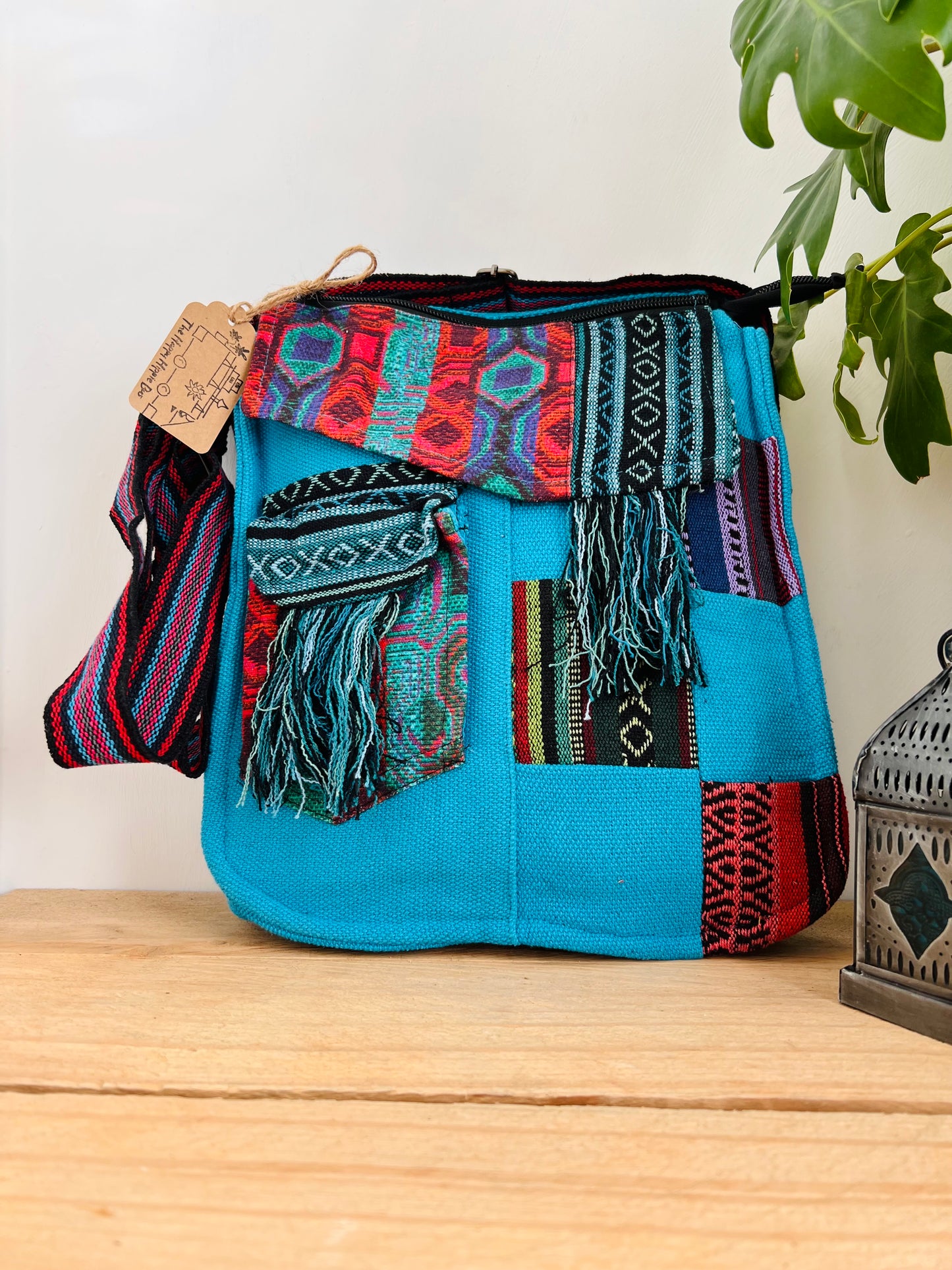 Handmade Fair Trade Ethically Sourced Patchwork Hippie Bohemian Bag Shoulder Blue