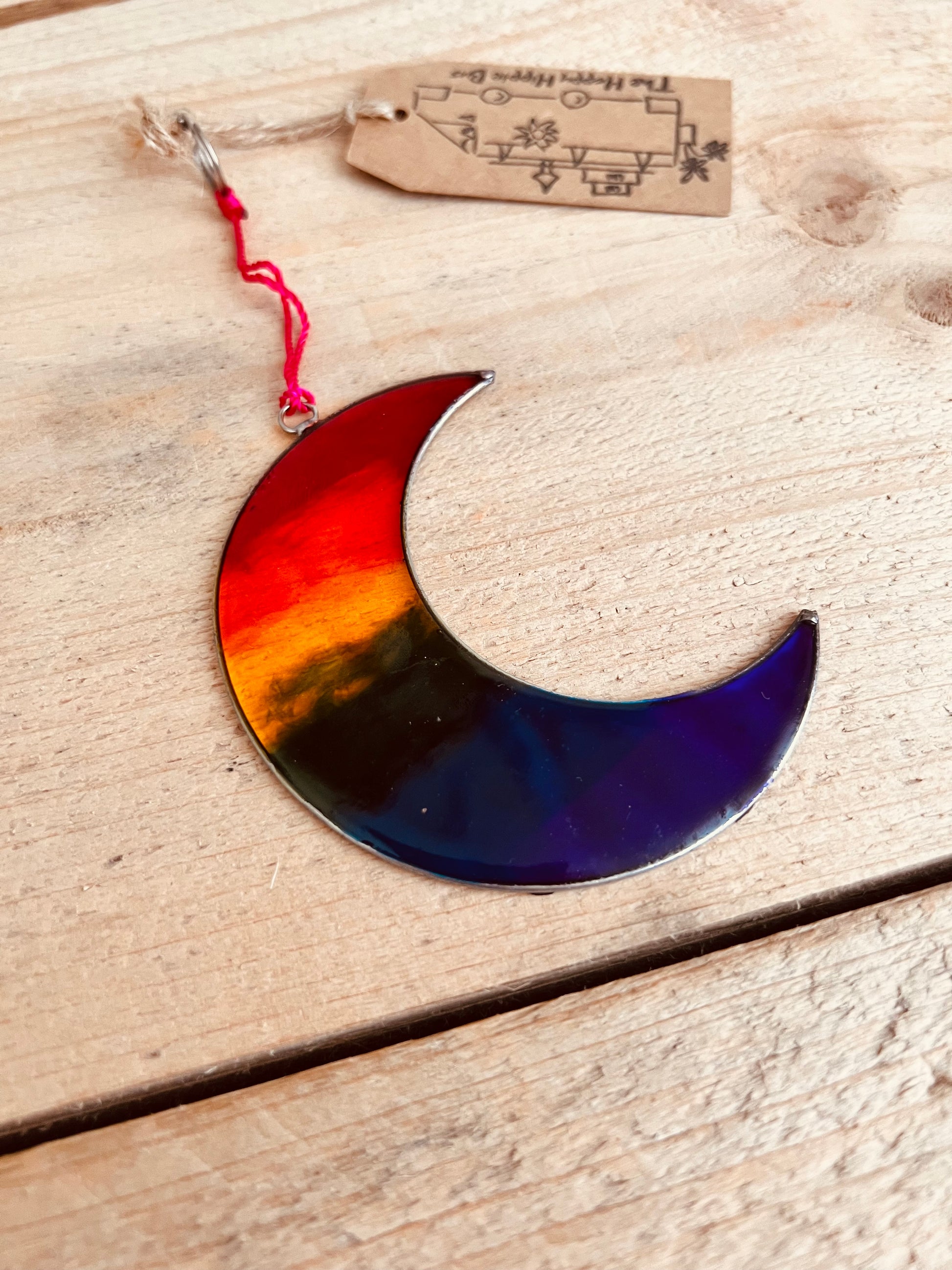 hanging multicoloured moon suncatcher 