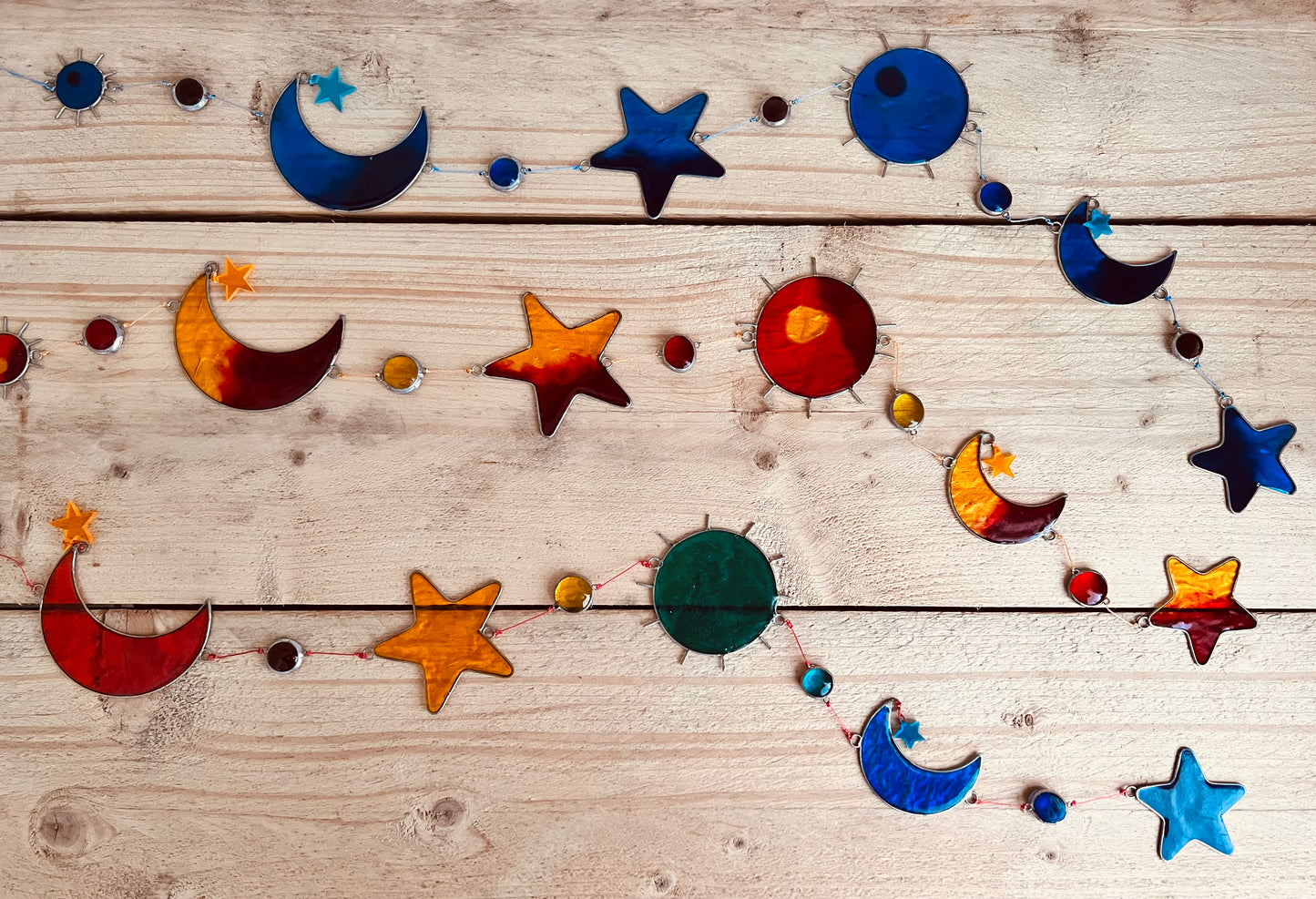 Handmade Fair Trade Sun Crescent Moon & Star Sun Catcher Boho Hippie Window Decoration Long