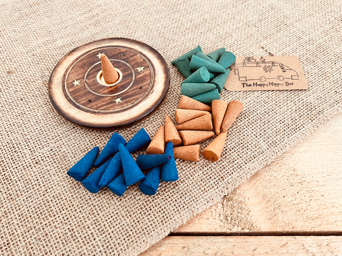 handmade fair trade ethically sourced incense cones for meditation mindfulness yoga practices nag champa Tibetan musk amber incense cones plastic free packaging