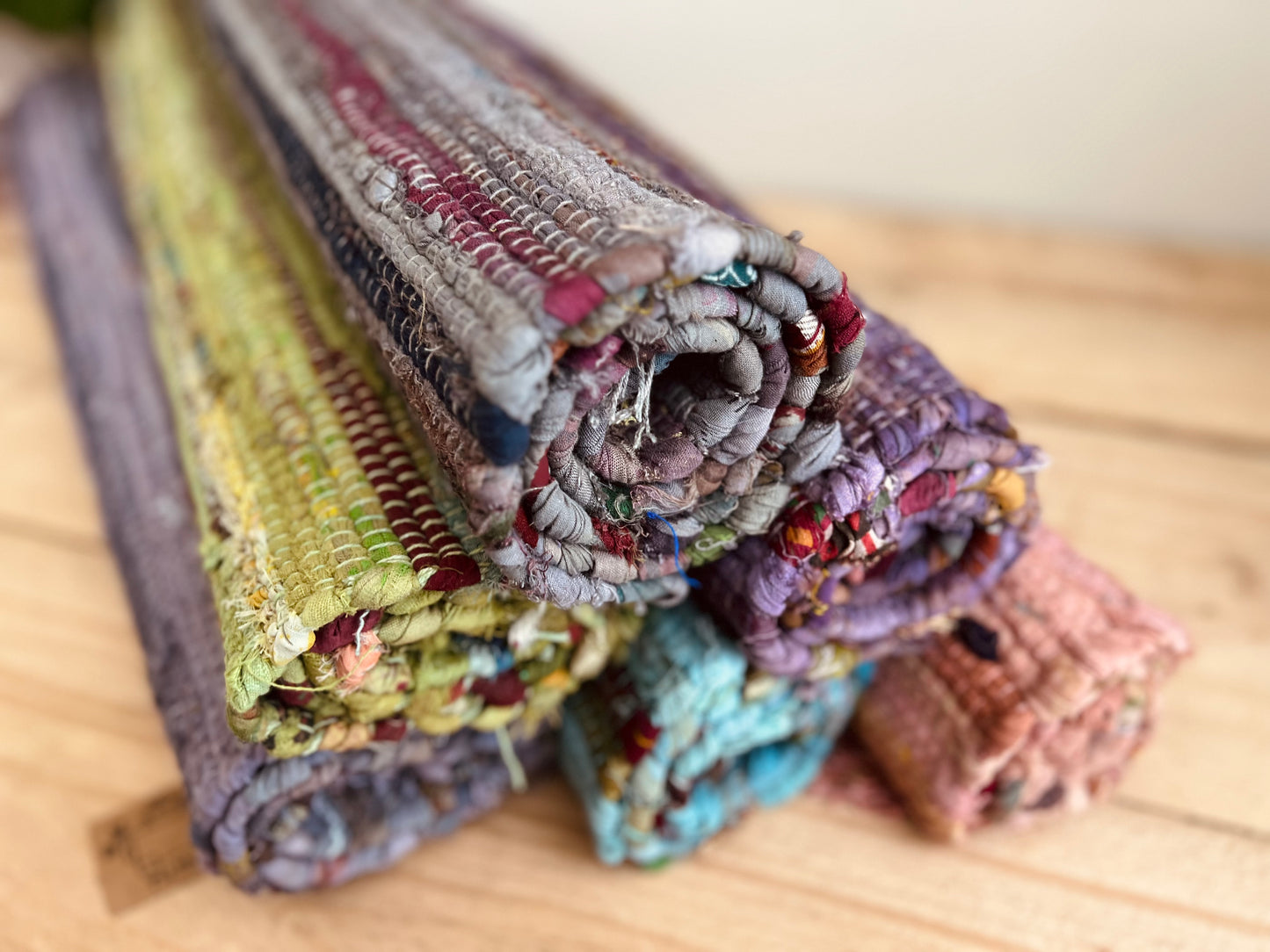 Handmade,Fair Trade, Rag Rug, Dip Dyed, Indian Mat
