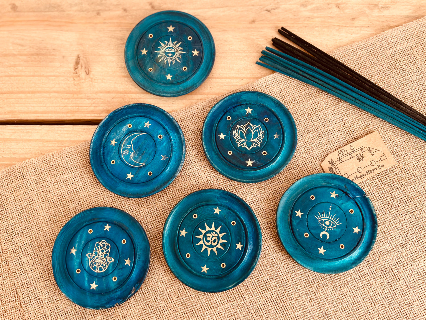 Midnight Blue & Gold Round Boho Incense Holder
