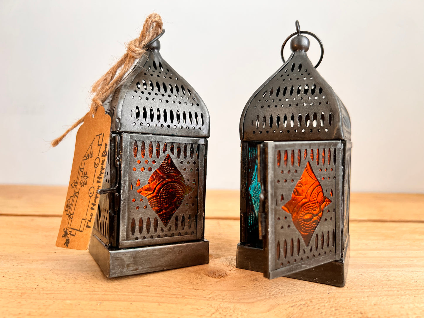 Handmade Silver Moroccan Style Lantern With Recycled Glass