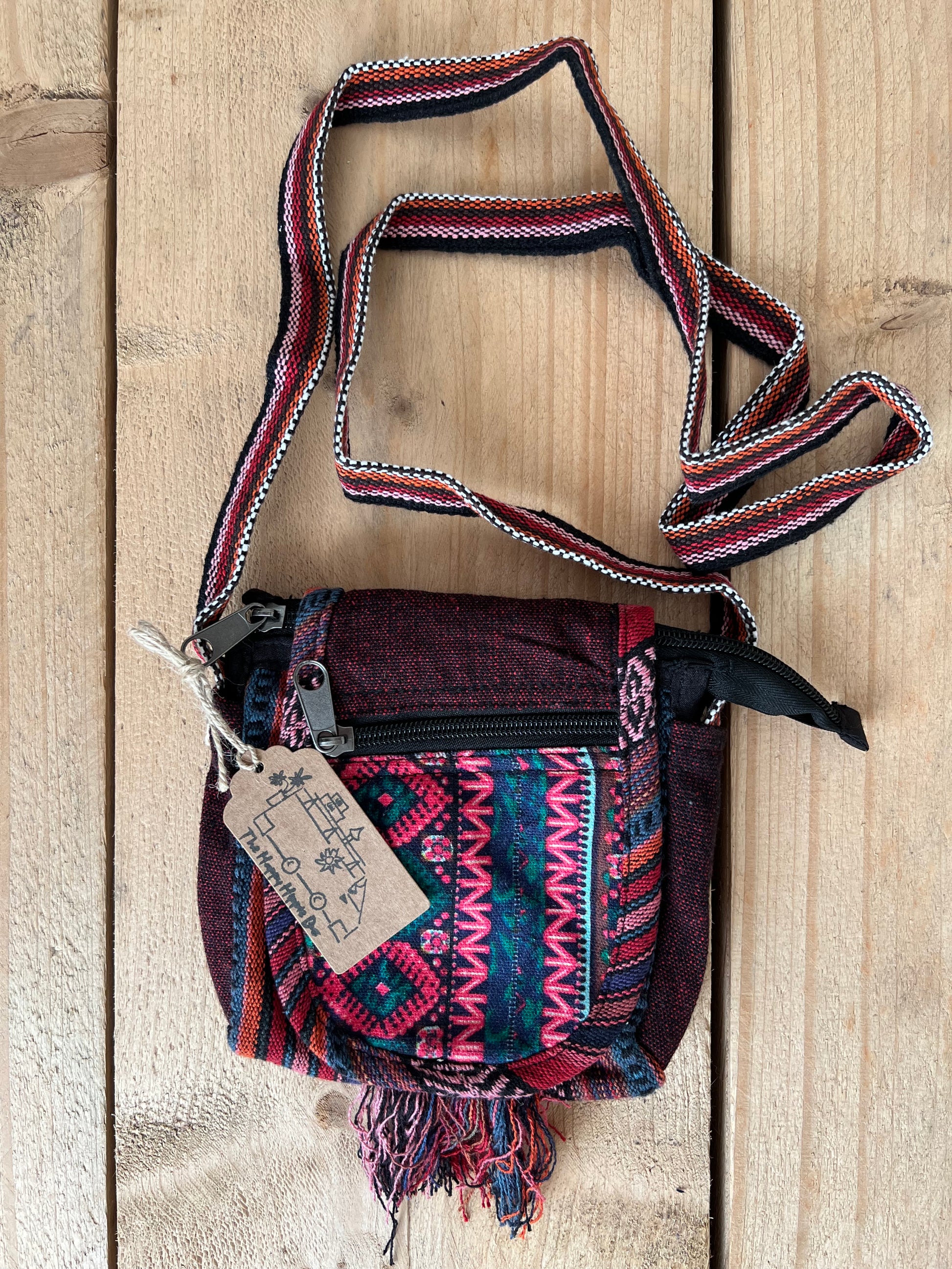 Handmade & Fair Trade Hippie Bohemian Passport Shoulder Bag Festival Beach Bag Red