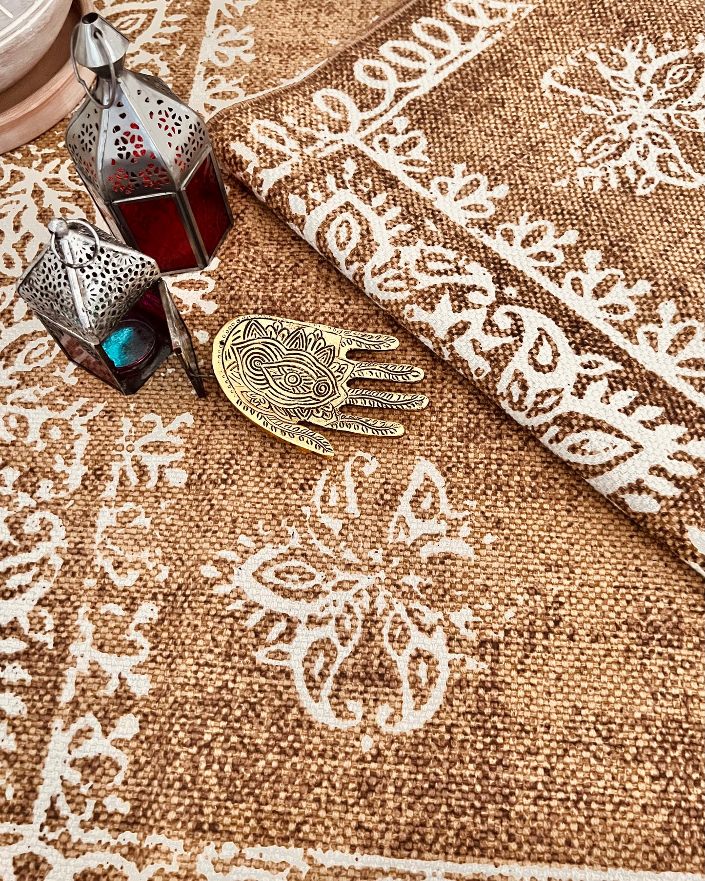 Hand printed fair trade cotton rug