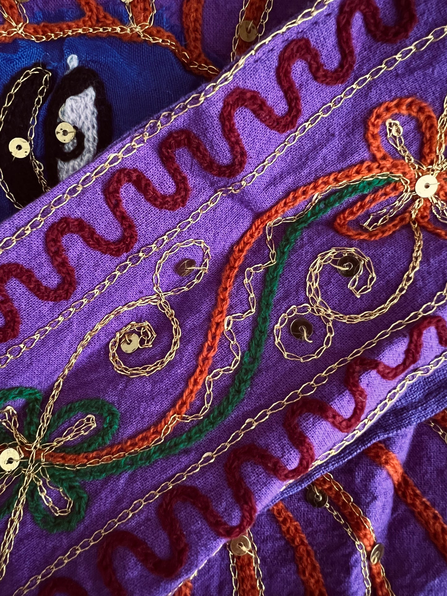 Handmade Fair Trade Hand Embroidered Smiling Indian Sun Shoulder Bag Festival Travel Bohemian Bag