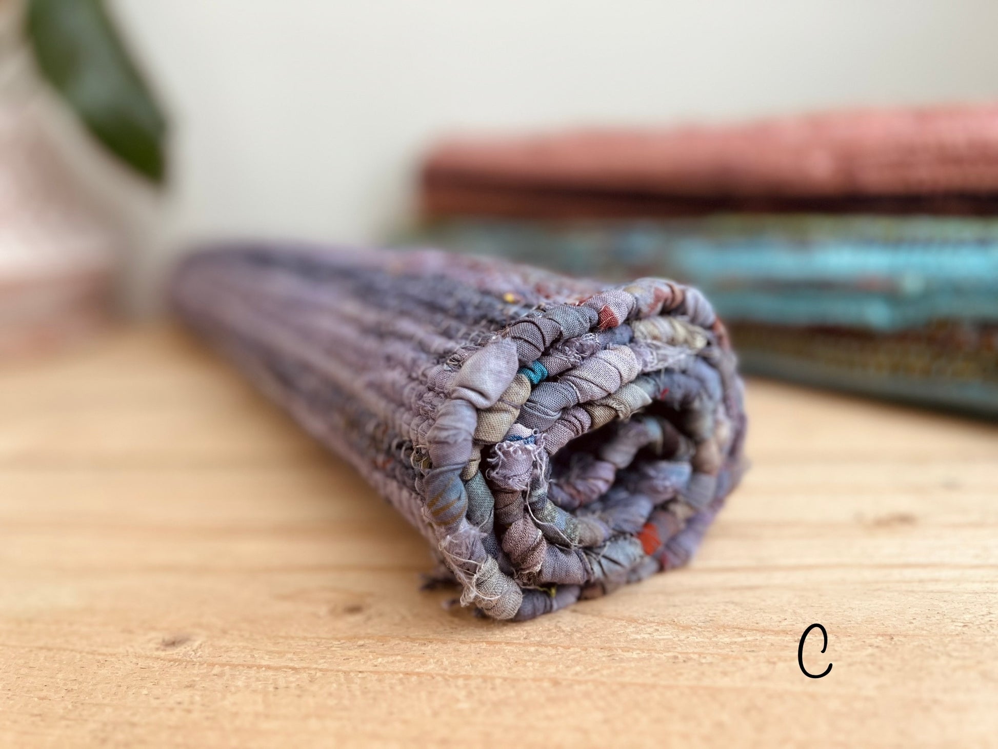 Handmade,Fair Trade, Rag Rug, Dip Dyed, Indian Mat,Purple