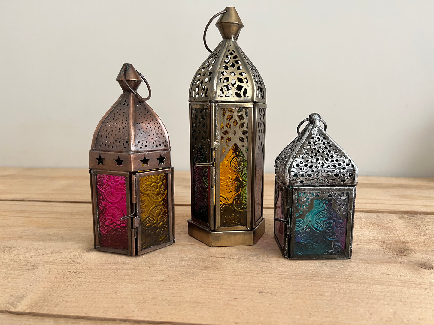 Handmade Fair Trade Recycled Metal & Glass T Light Holder Bohemian Hippie Decor