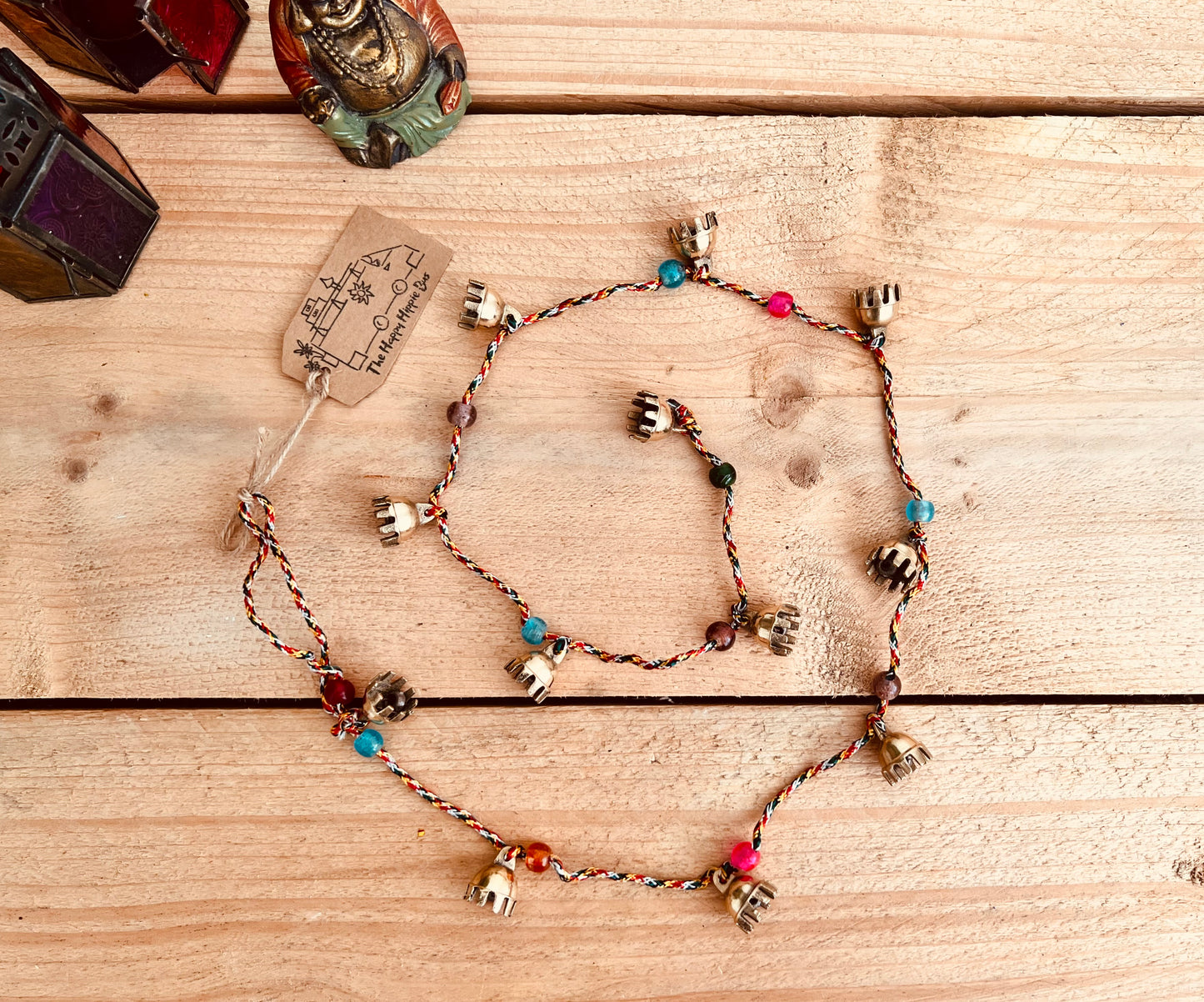 Handmade Fair Trade Ethically Sourced Bohemian Hippie Indian Bells Beautiful Jingle Glass Beads Bohemian Home Decor Wind Chime