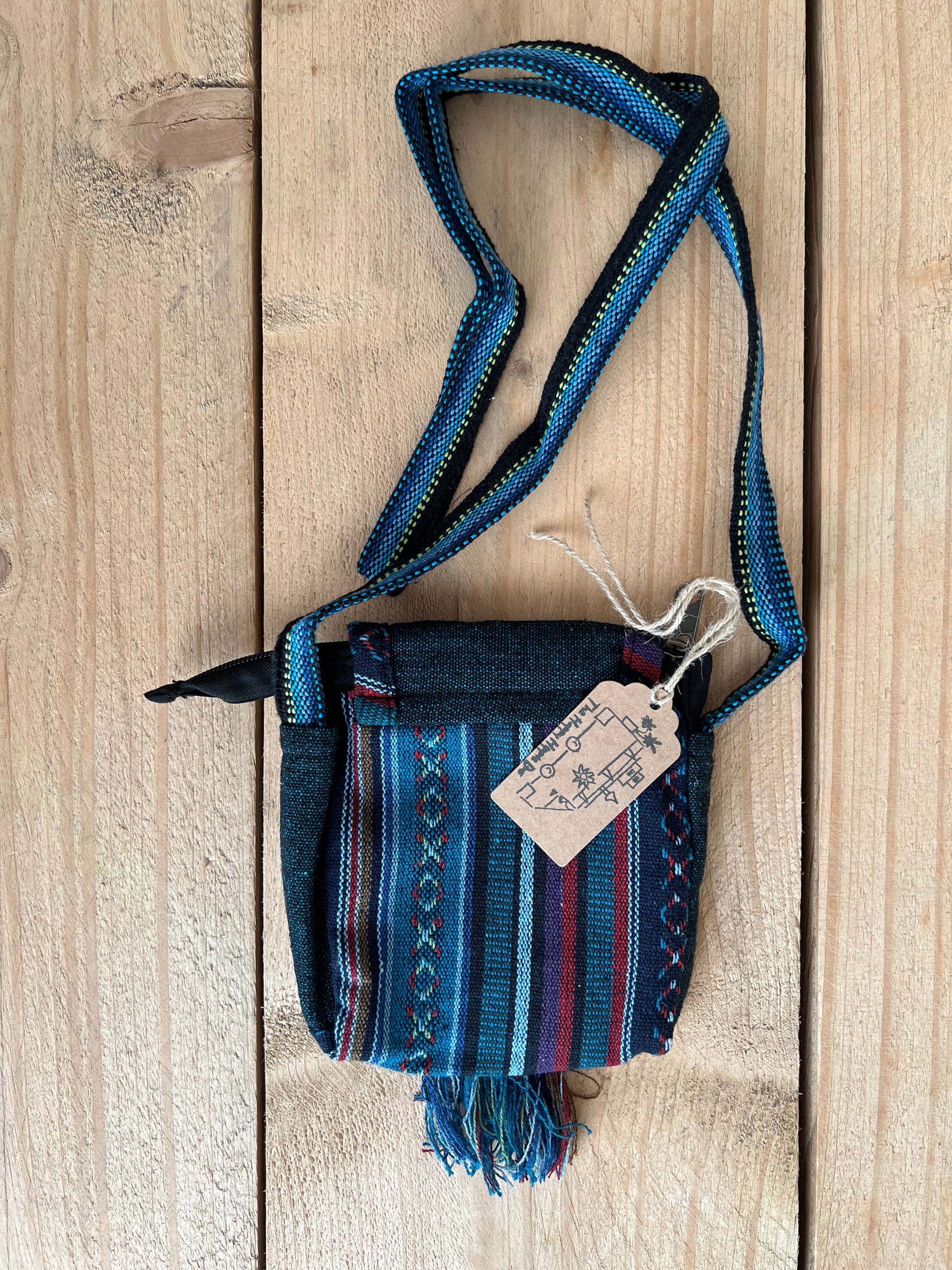 Handmade & Fair Trade Hippie Bohemian Passport Shoulder Bag Festival Beach Bag Blue