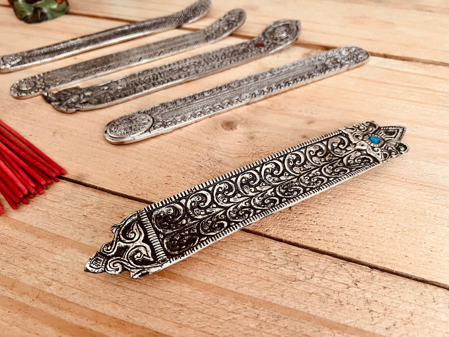 spiral tray design Handmade Fair Trade Indian Metal Silver Incense Stick Holder Ash Catcher