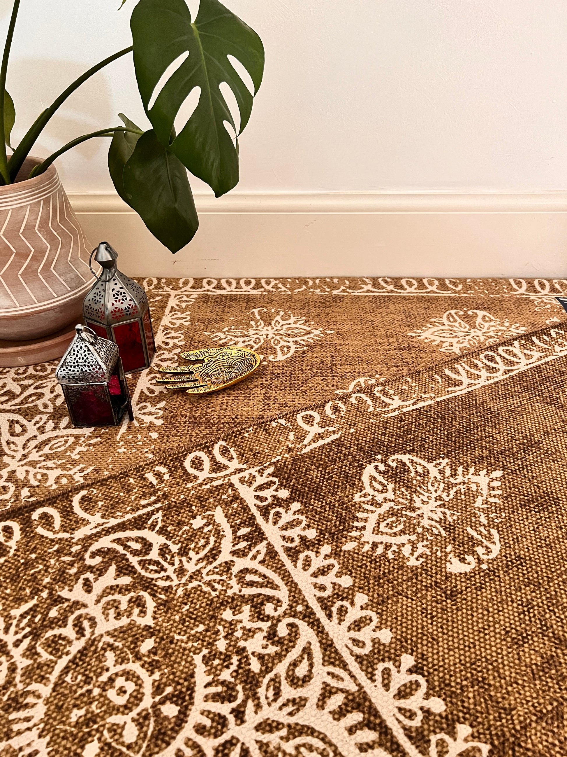 Handmade fair trade printed boho rug