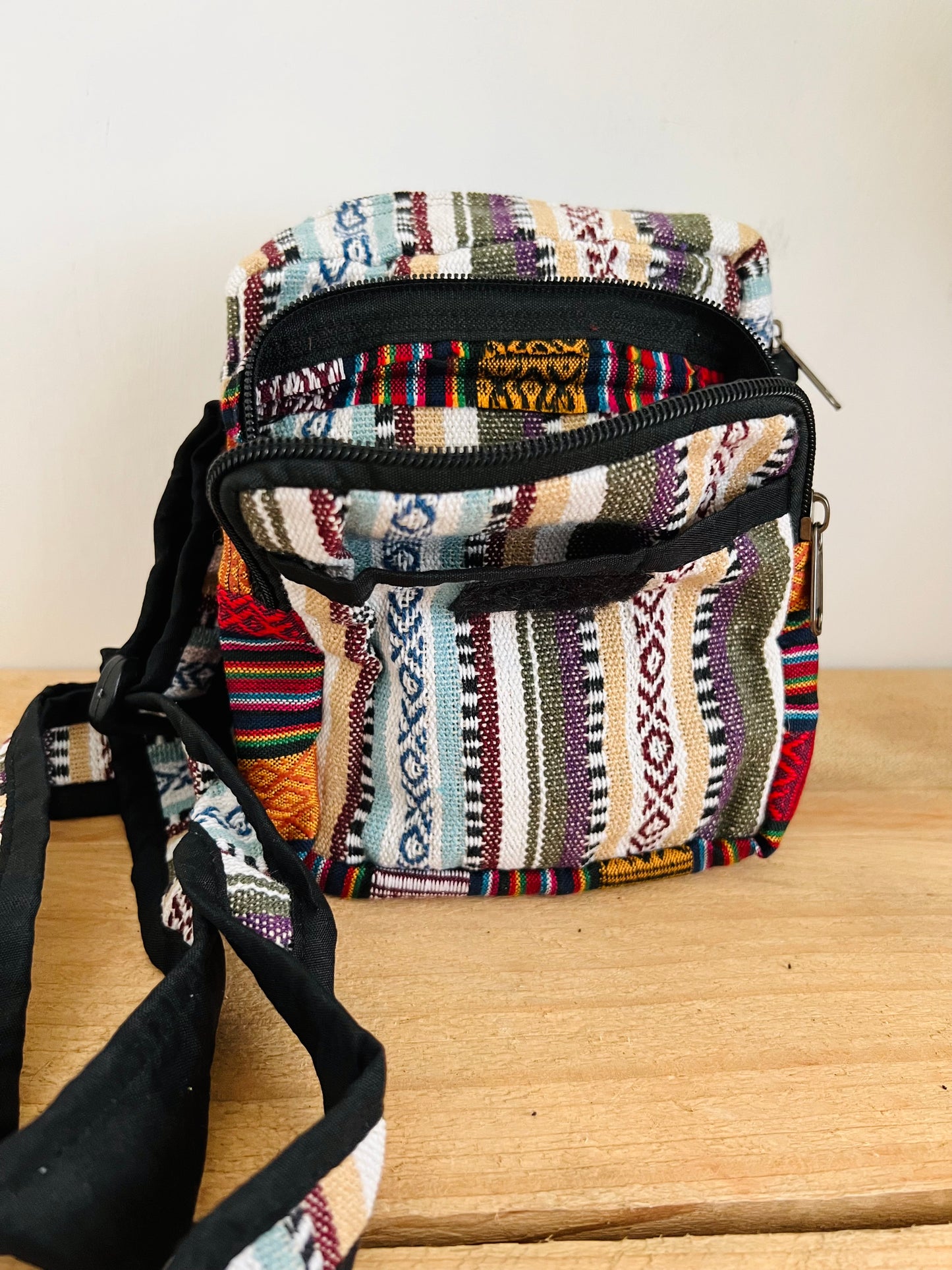 Handmade Fair Trade Ethically Sourced Cotton Hippie Bohemian Shoulder Passport Bag Holiday Travel Money Bag