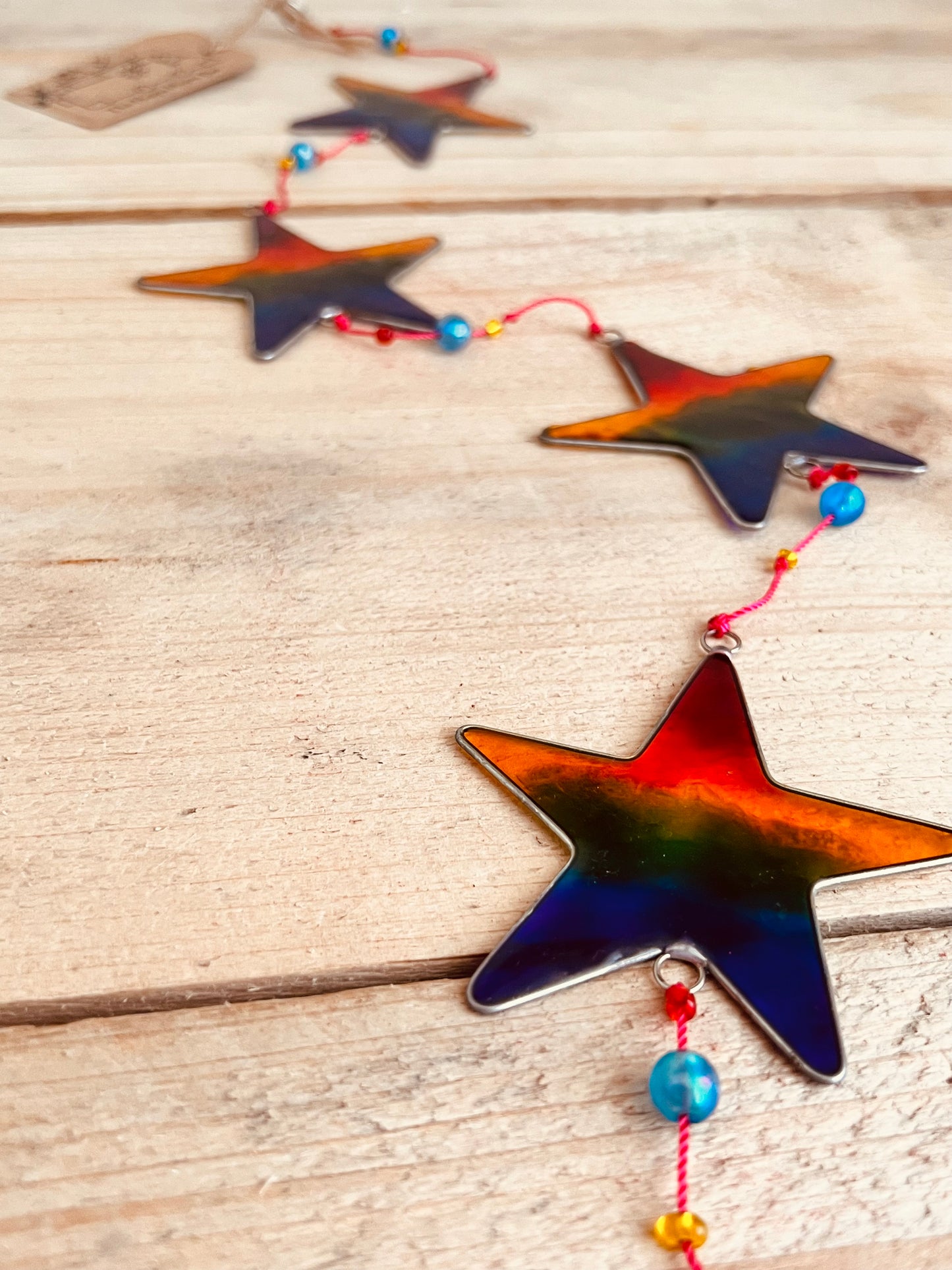 Handmade Fair Trade Crescent Moon & Star Rainbow Sun Catcher Window Decoration Hippie Bohemian Decor