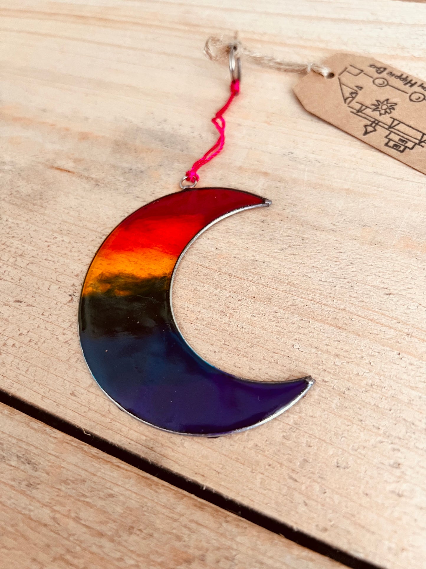 Handmade Fair Trade Crescent Moon Rainbow Sun Catcher Mini Window Decoration Hippie Bohemian Home Decor