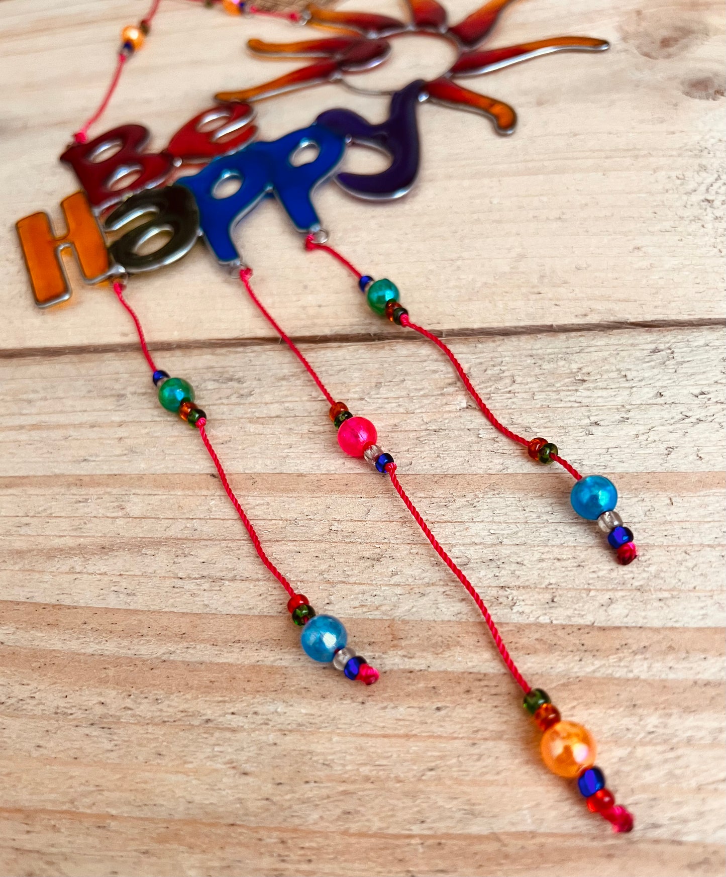 Handmade Fair Trade Be Happy Positive Rainbow Sun catcher Boho & Hippie Window Decor