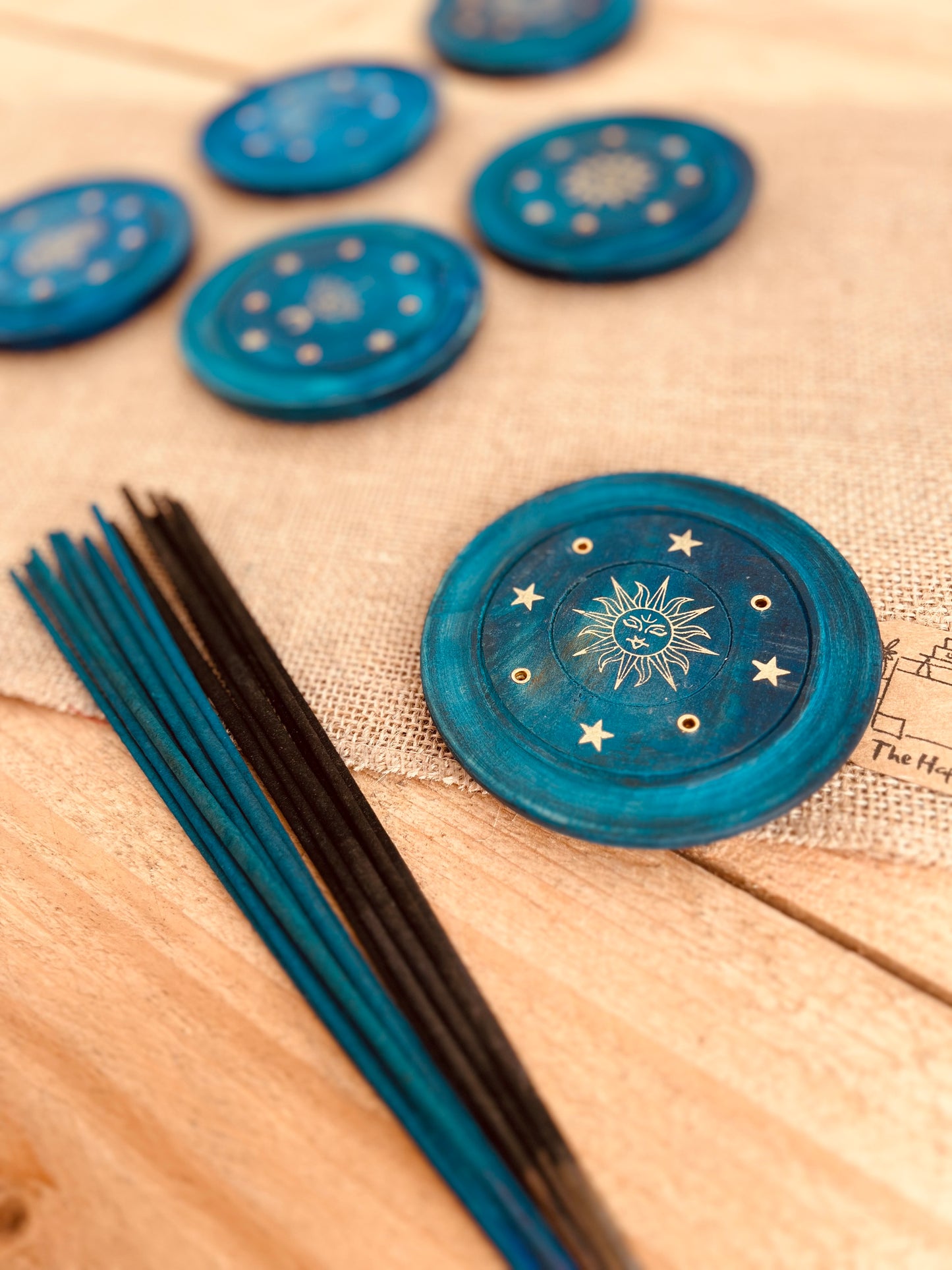 Midnight Blue & Gold Round Boho Incense Holder