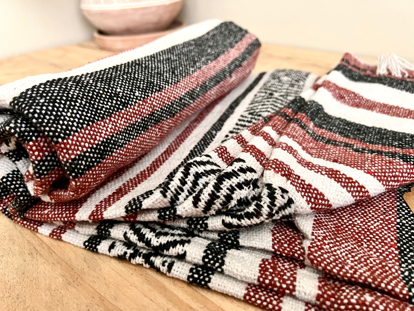 Fair trade striped blanket throw