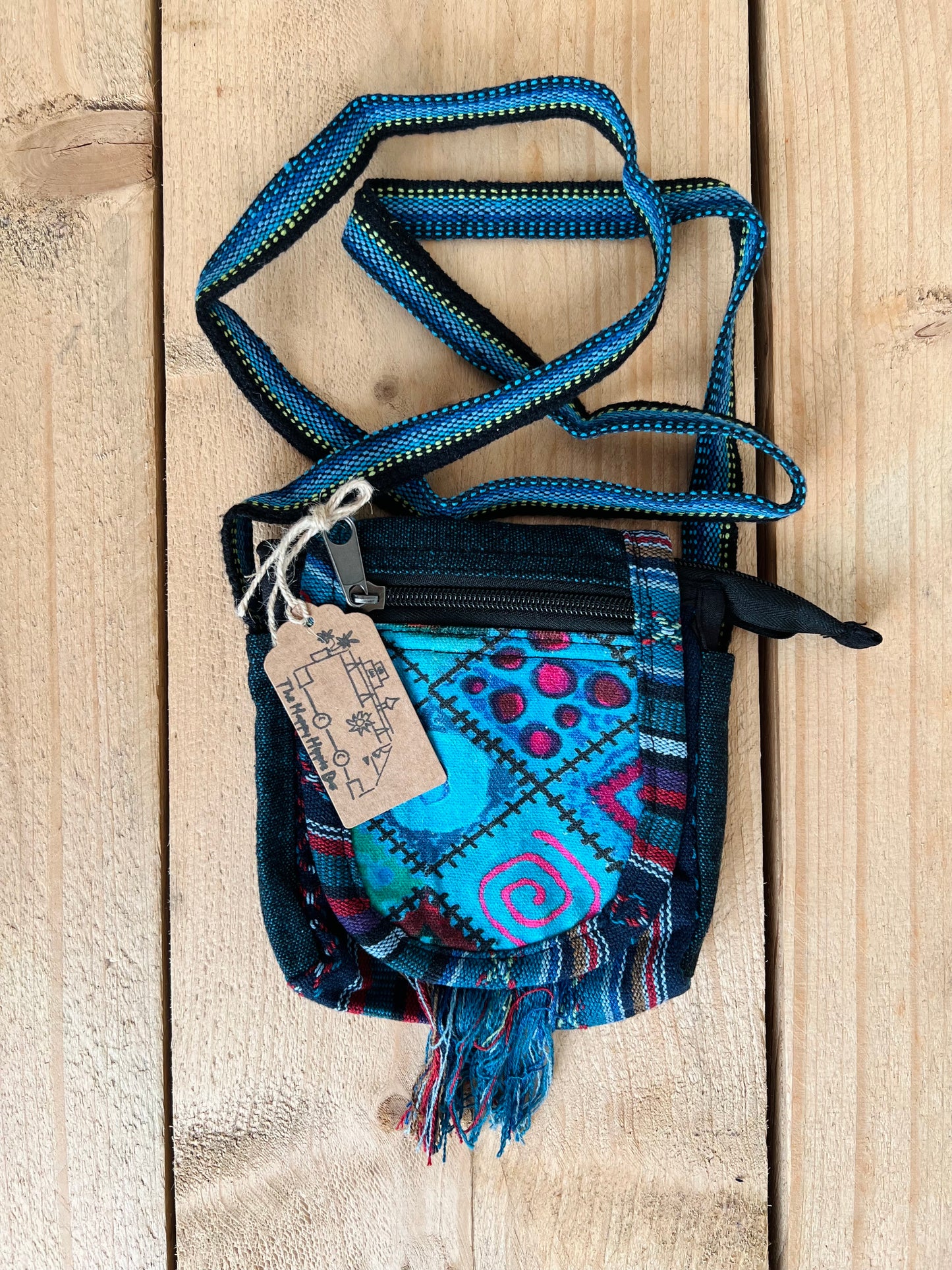 Handmade & Fair Trade Hippie Bohemian Passport Shoulder Bag Festival Beach Bag Blue