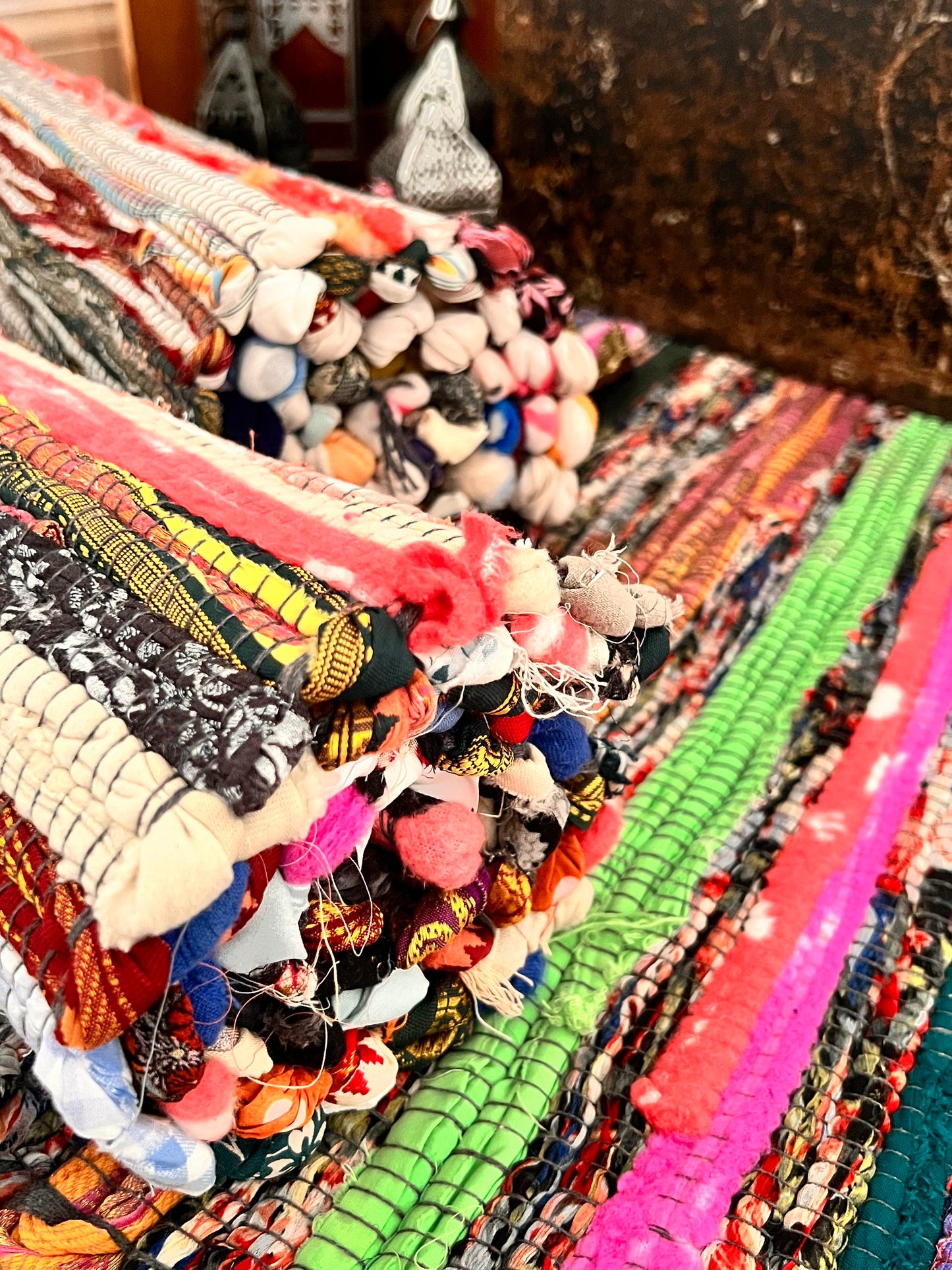 Recycled fabric rag rug runner