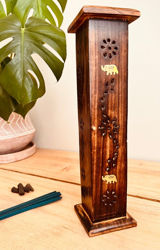 Fair trade Wooden incense burner tower box