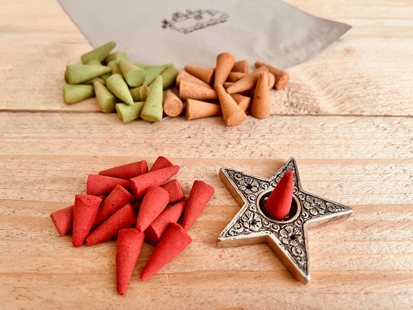 Festive winter autumn incense cones Christmas home fragrance Apple Cinnamon Orange Cinnamon Frankincense myrrh Indian incense Handmade fair trade ethical