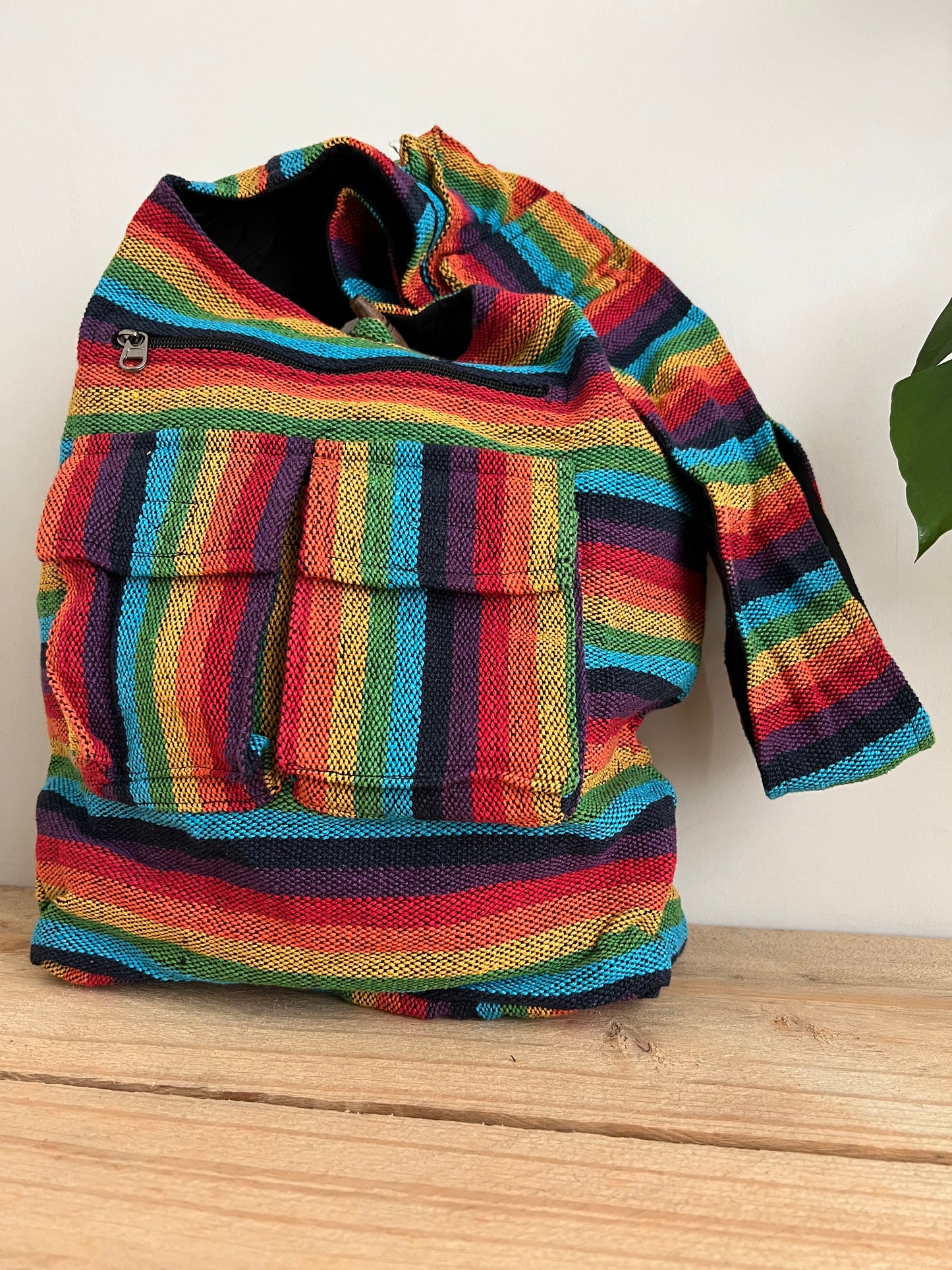 Handmade Bohemian Hippie Rainbow Stripe Shoulder Bag Fair Trade