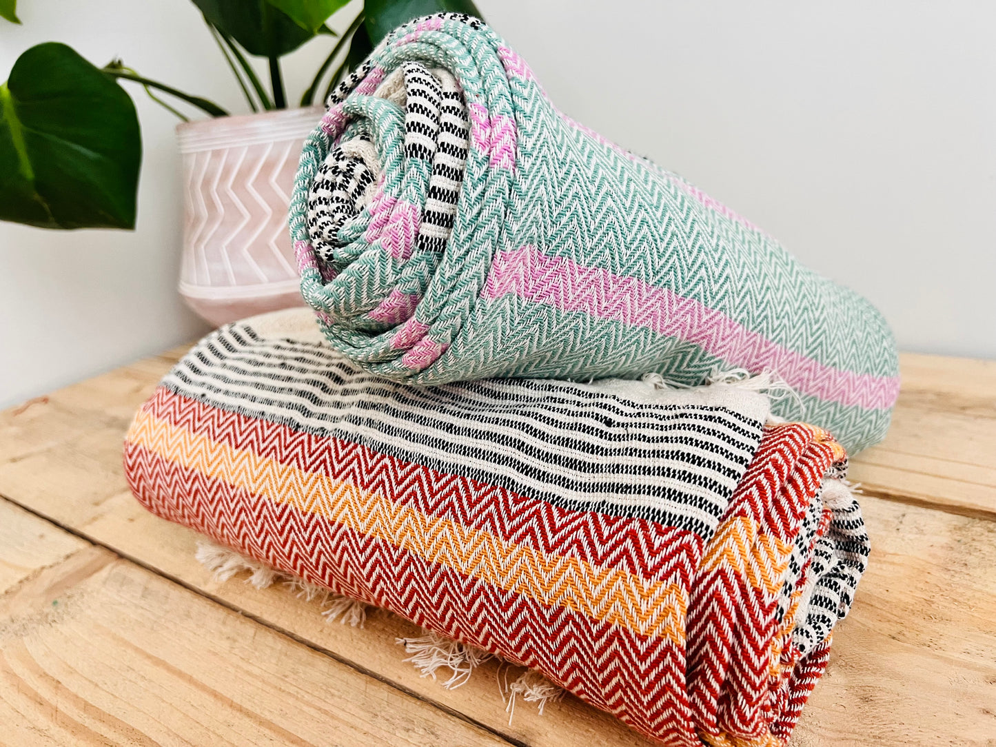 Striped large boho home sofa chair blanket throw