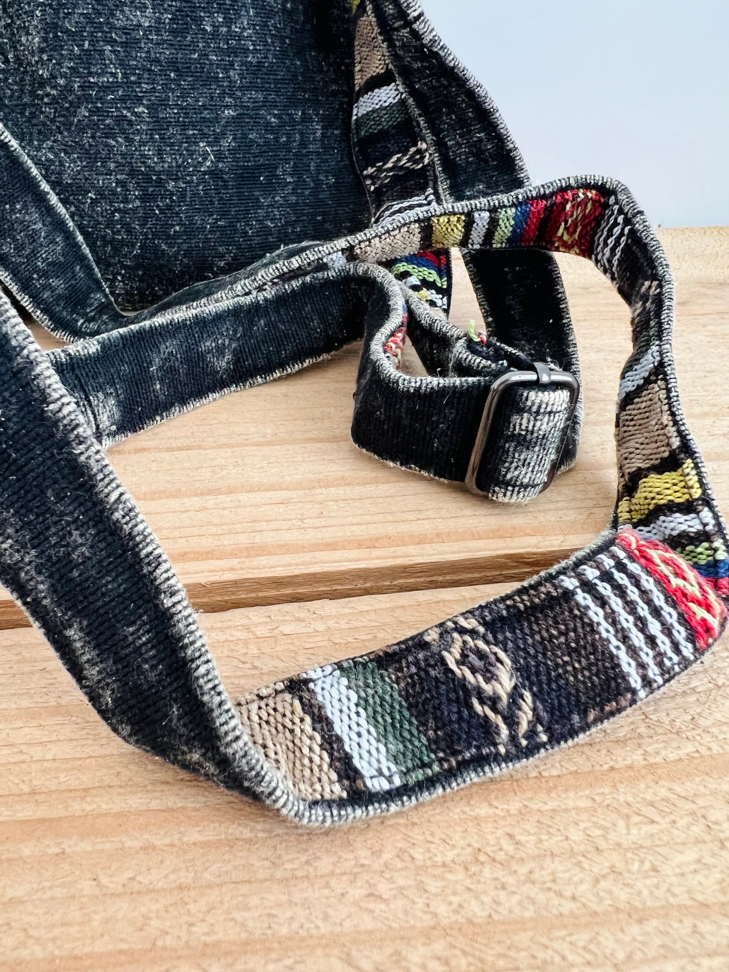 Handmade Fair Trade Ethically Sourced Bohemian Shoulder Passport Bag Green Blue Black