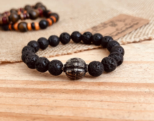 Handmade fair trade lava bead bracelet
