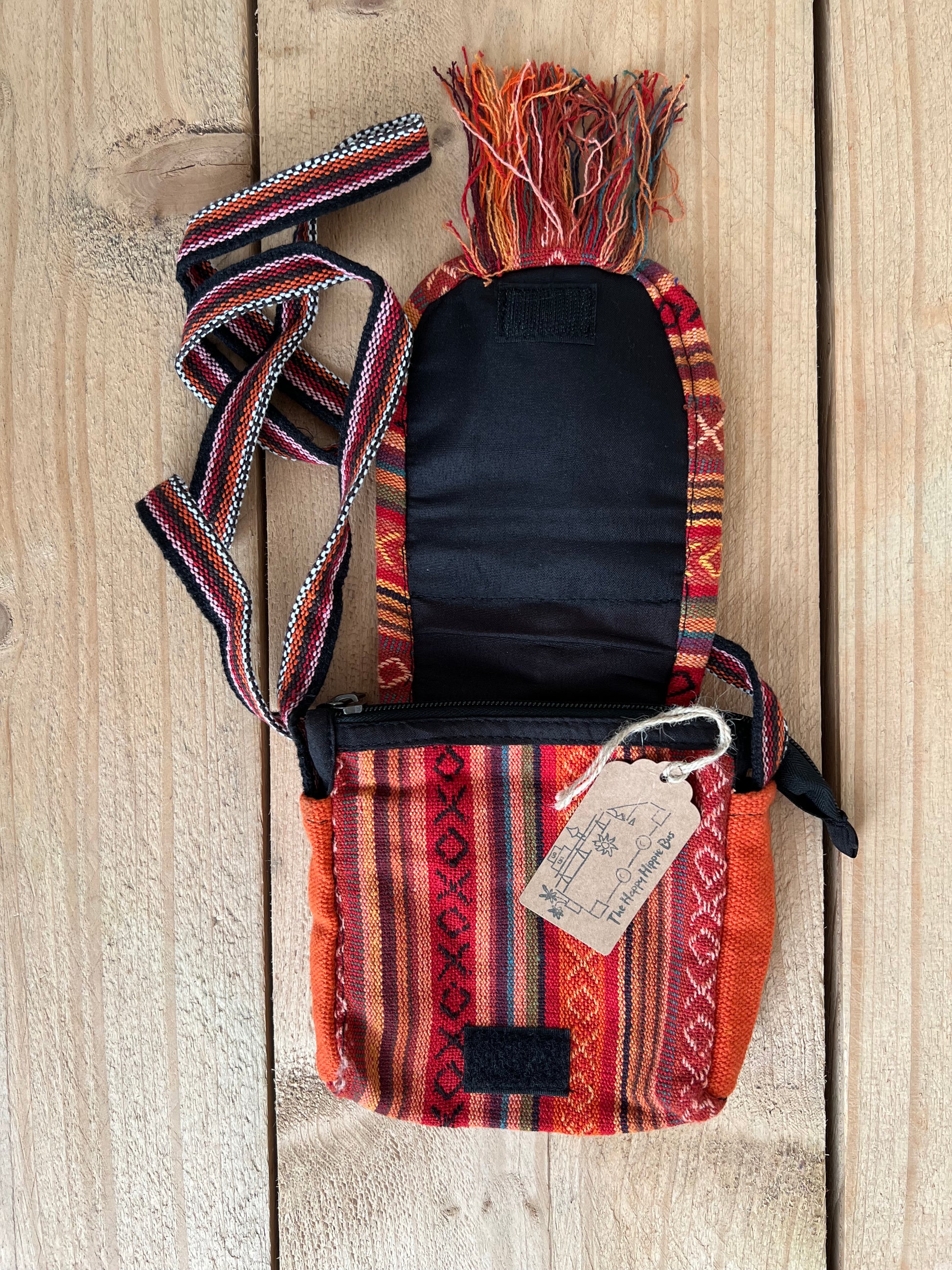 Handmade & Fair Trade Hippie Bohemian Passport Shoulder Bag Festival Beach Bag Orange