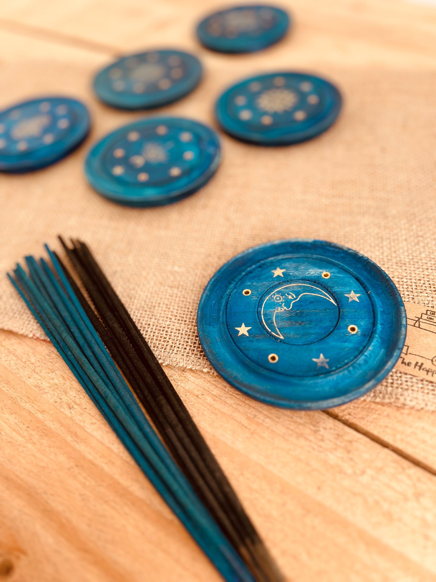 Midnight Blue & Gold Round Boho Incense Holder