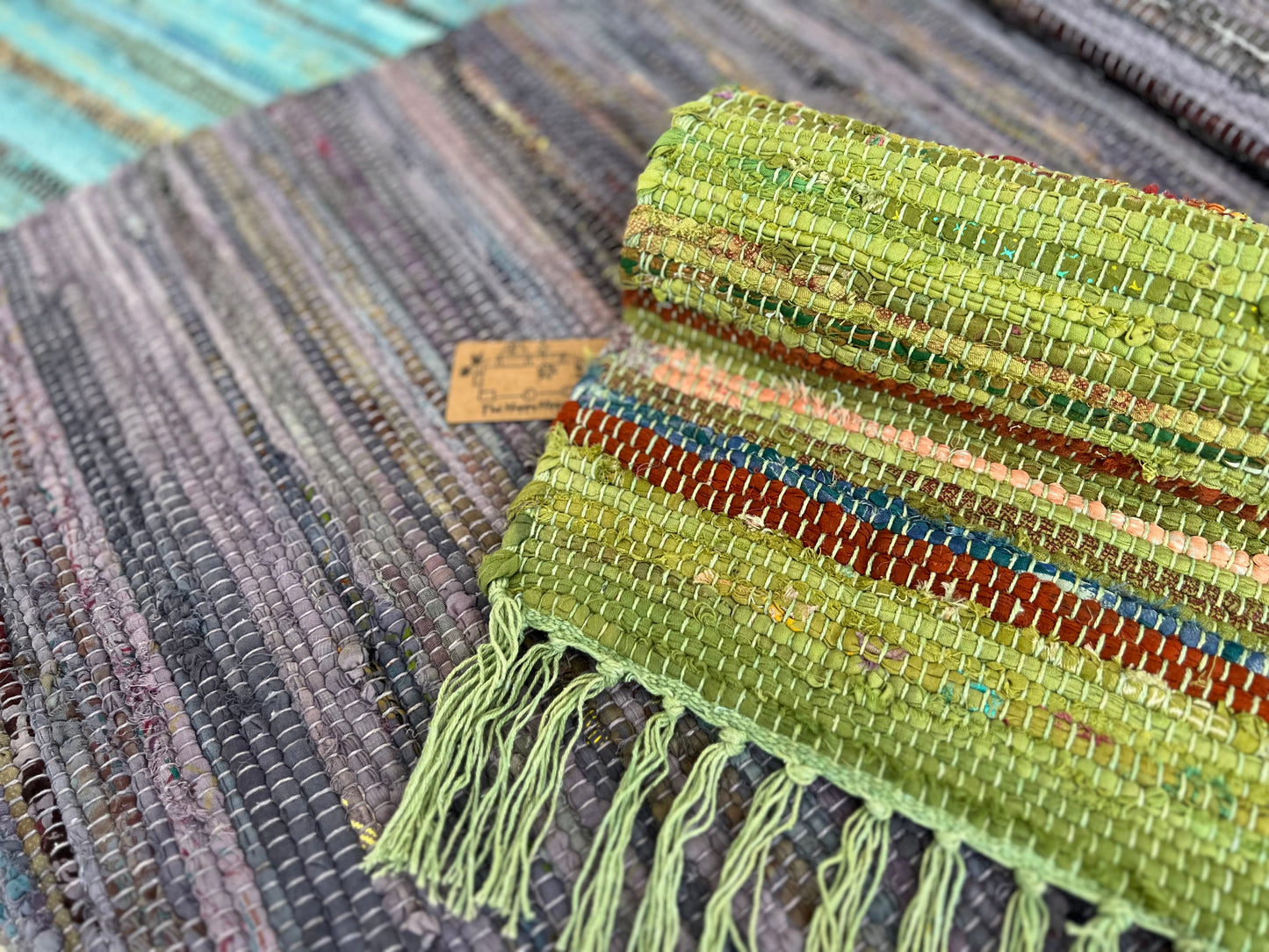 Handmade,Fair Trade, Rag Rug, Dip Dyed, Indian Mat