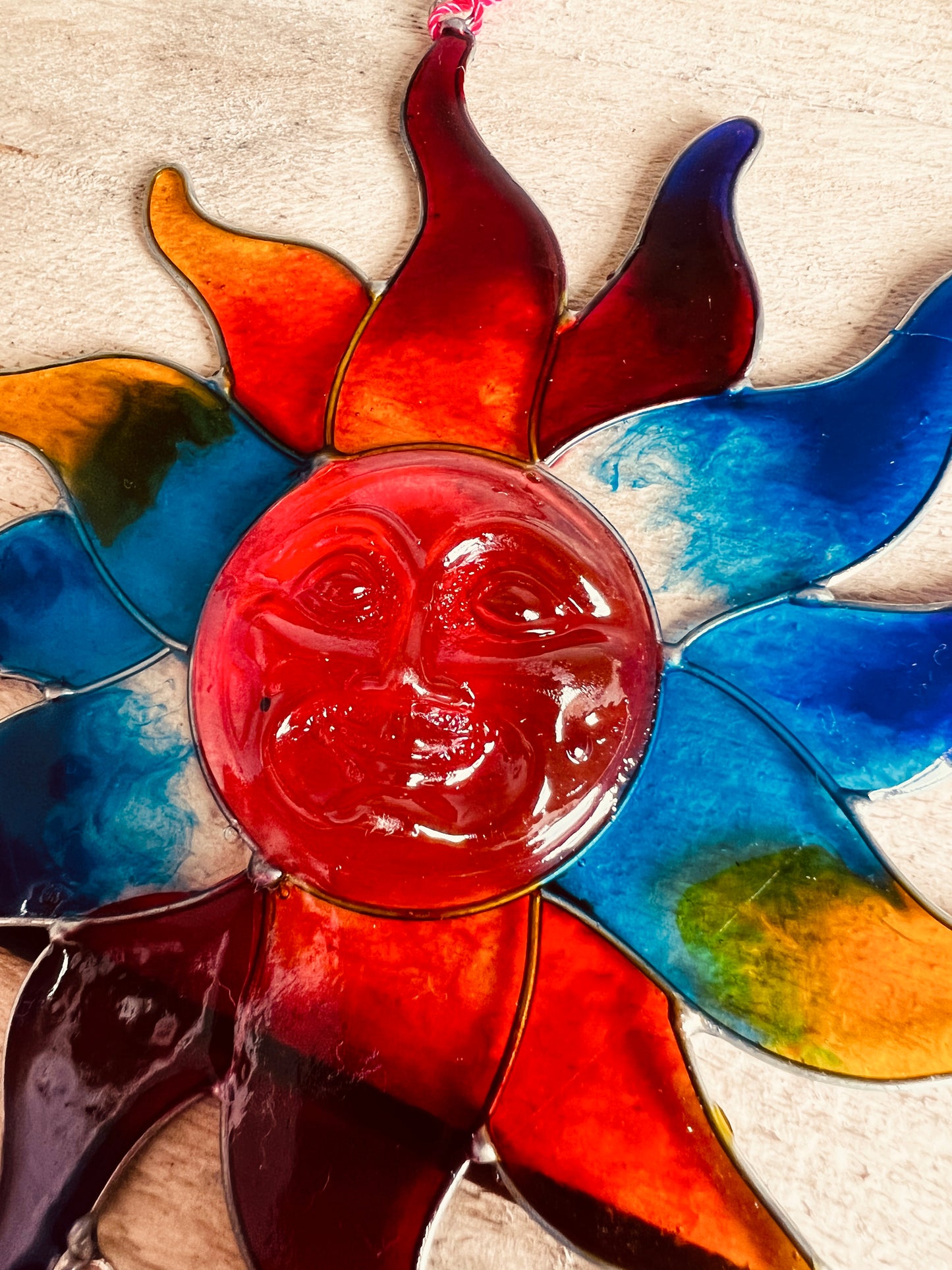 Rainbow sunshine sun catcher suncatcher Handmade fair trade ethically Sourced resin stained glass window decoration