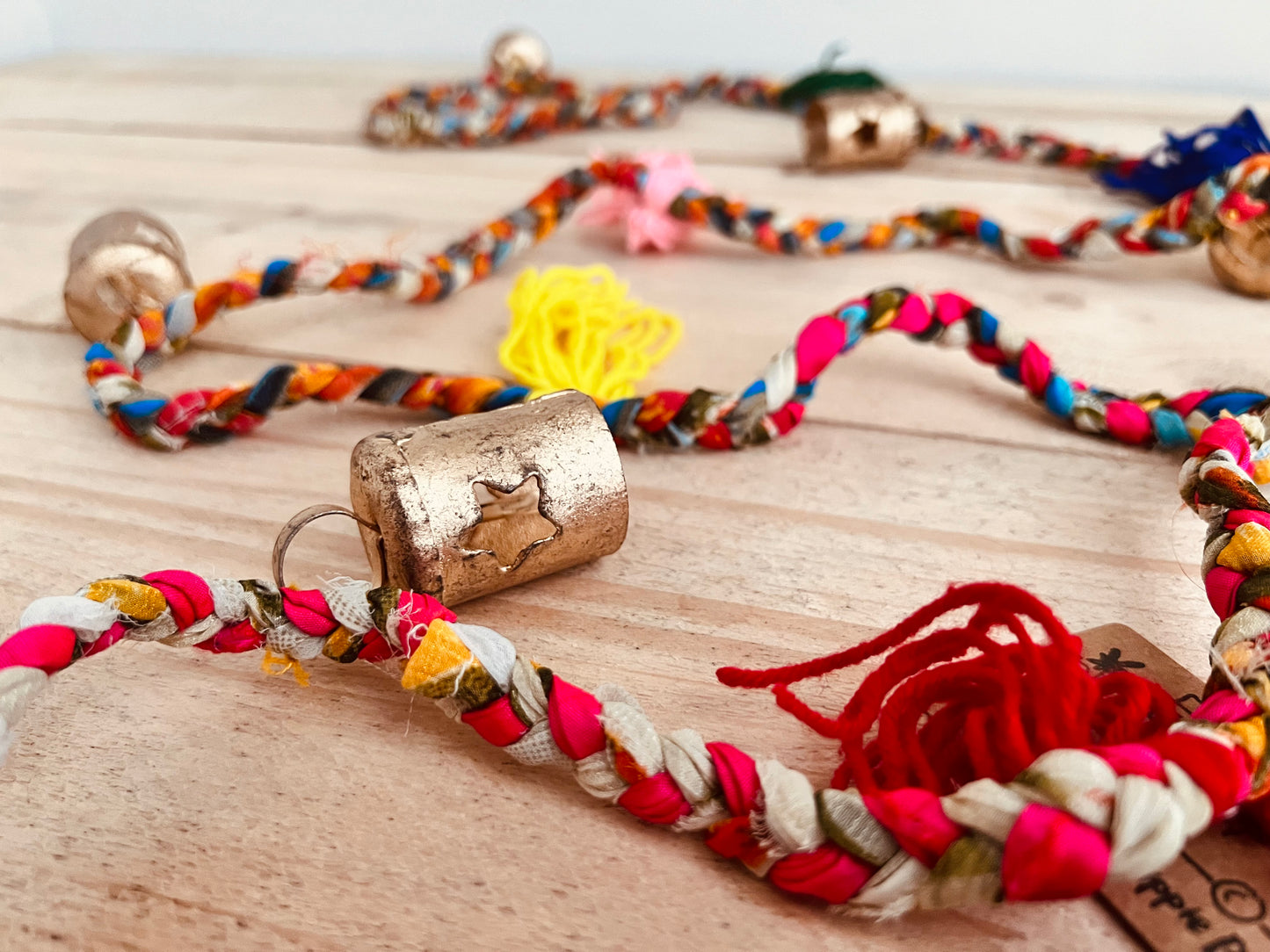 Fair trade handmade ethically sourced woven string of bells